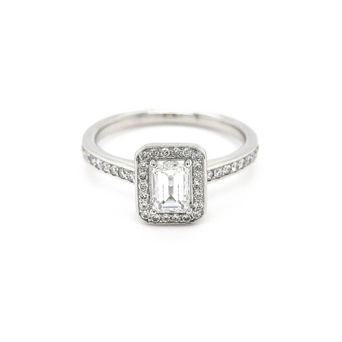 Platinum Emerald Cut Diamond Ring