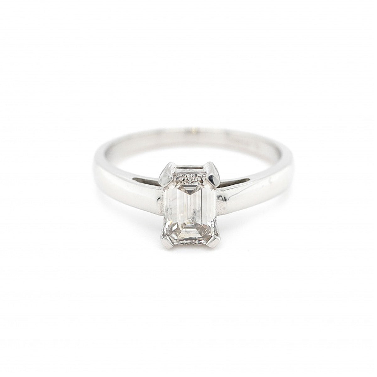 Platinum Emerald Cut Single Stone Diamond Ring