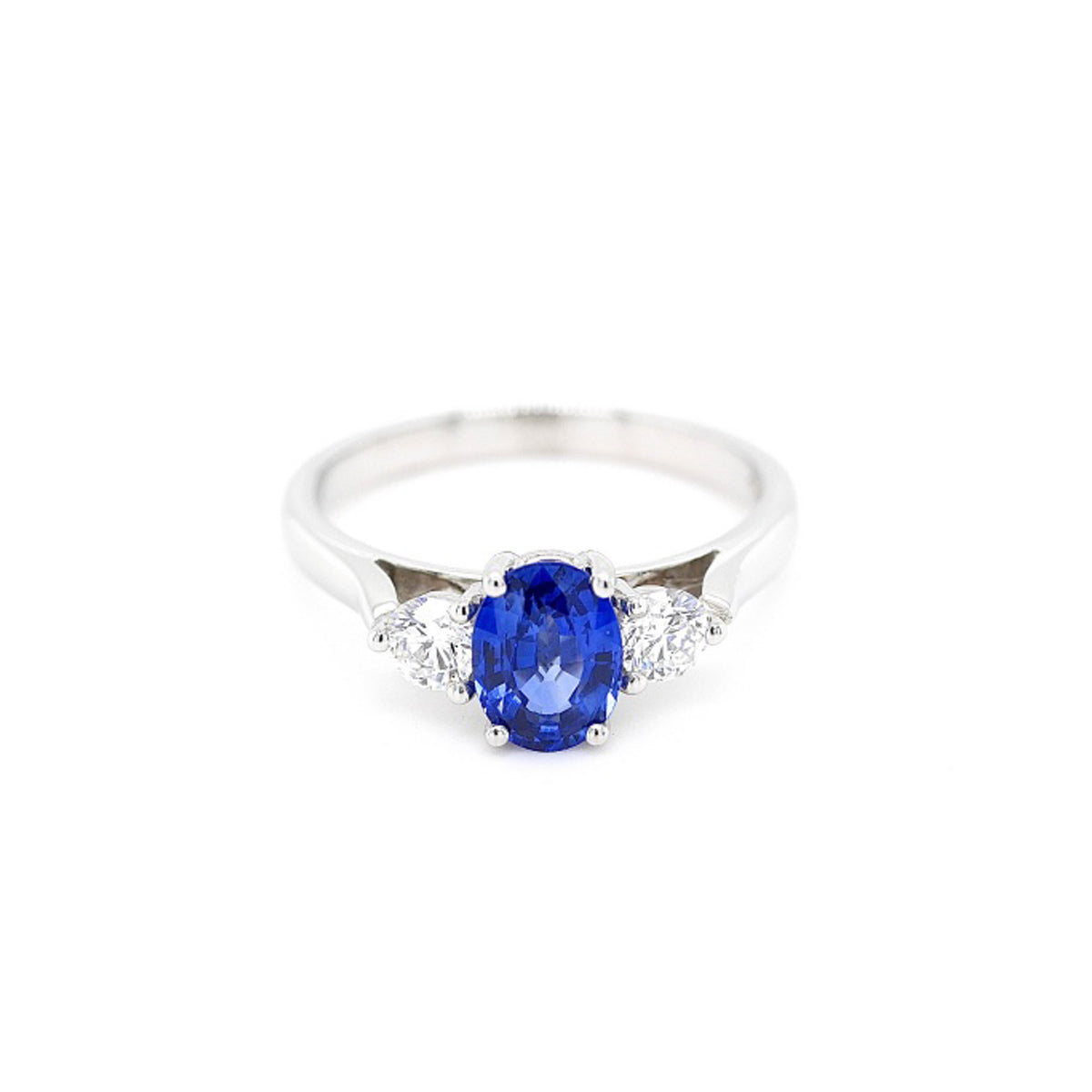 Platinum Sapphire and Diamond 3-Stone Ring
