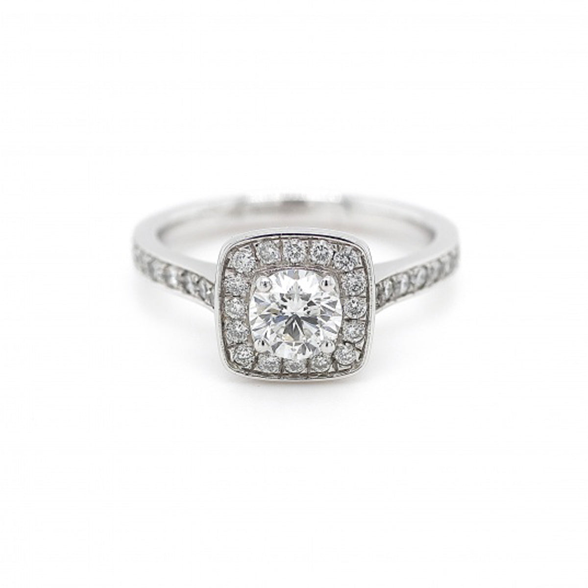 Platinum Square Halo Diamond Ring 0.37ct - Size M
