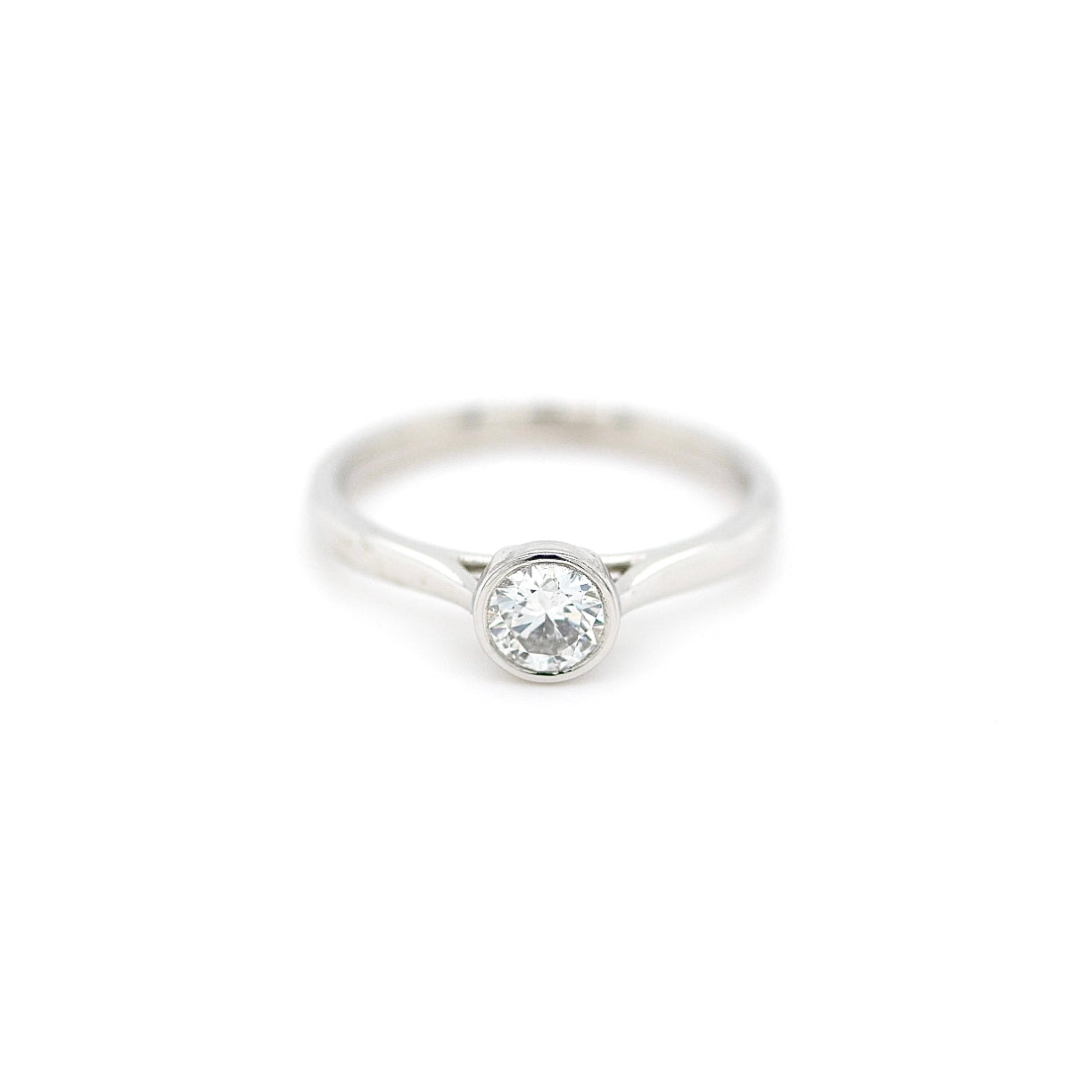Platinum Rubover Diamond Single Stone Ring - Size K