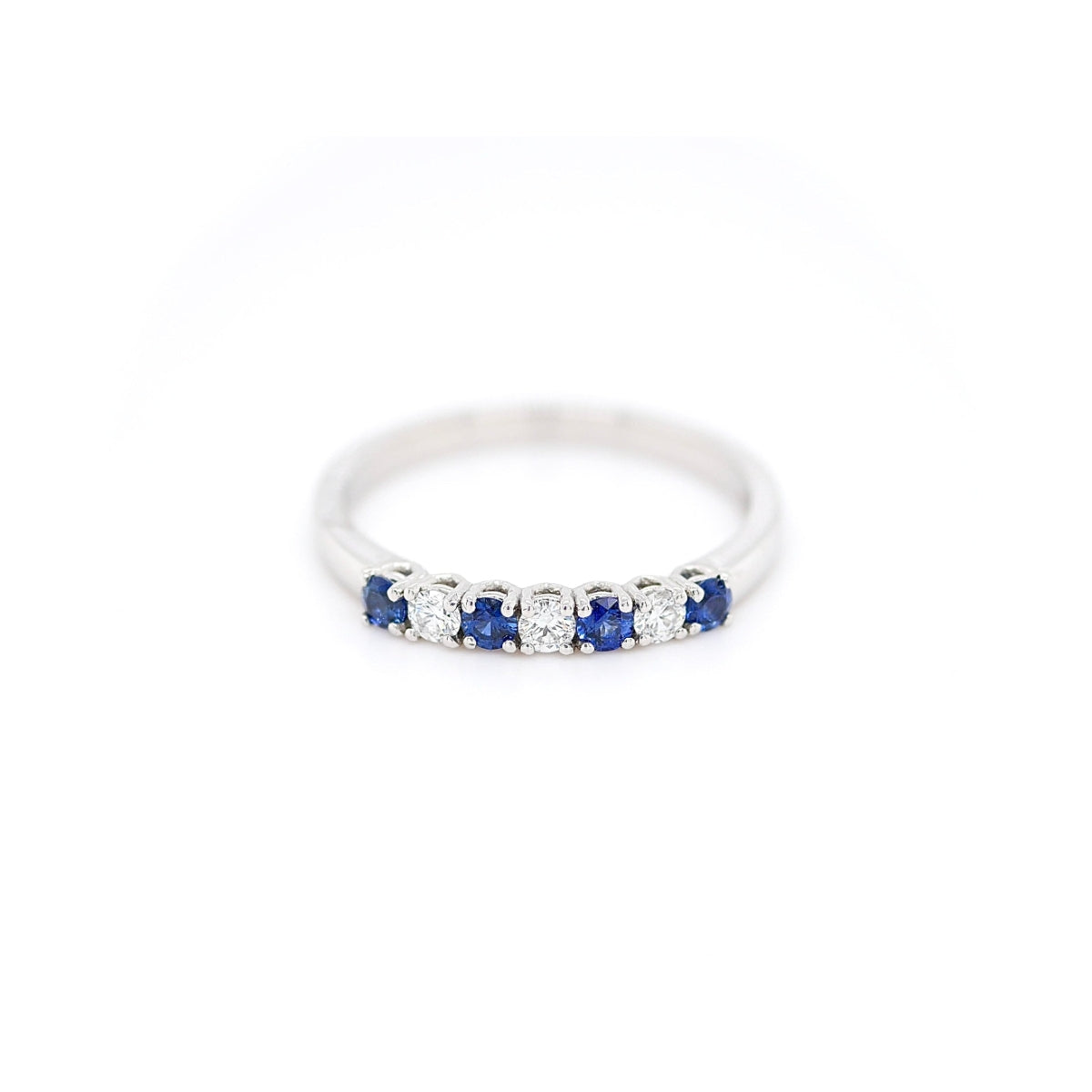 Platinum Sapphire & Diamond Half Eternity Ring - Size N