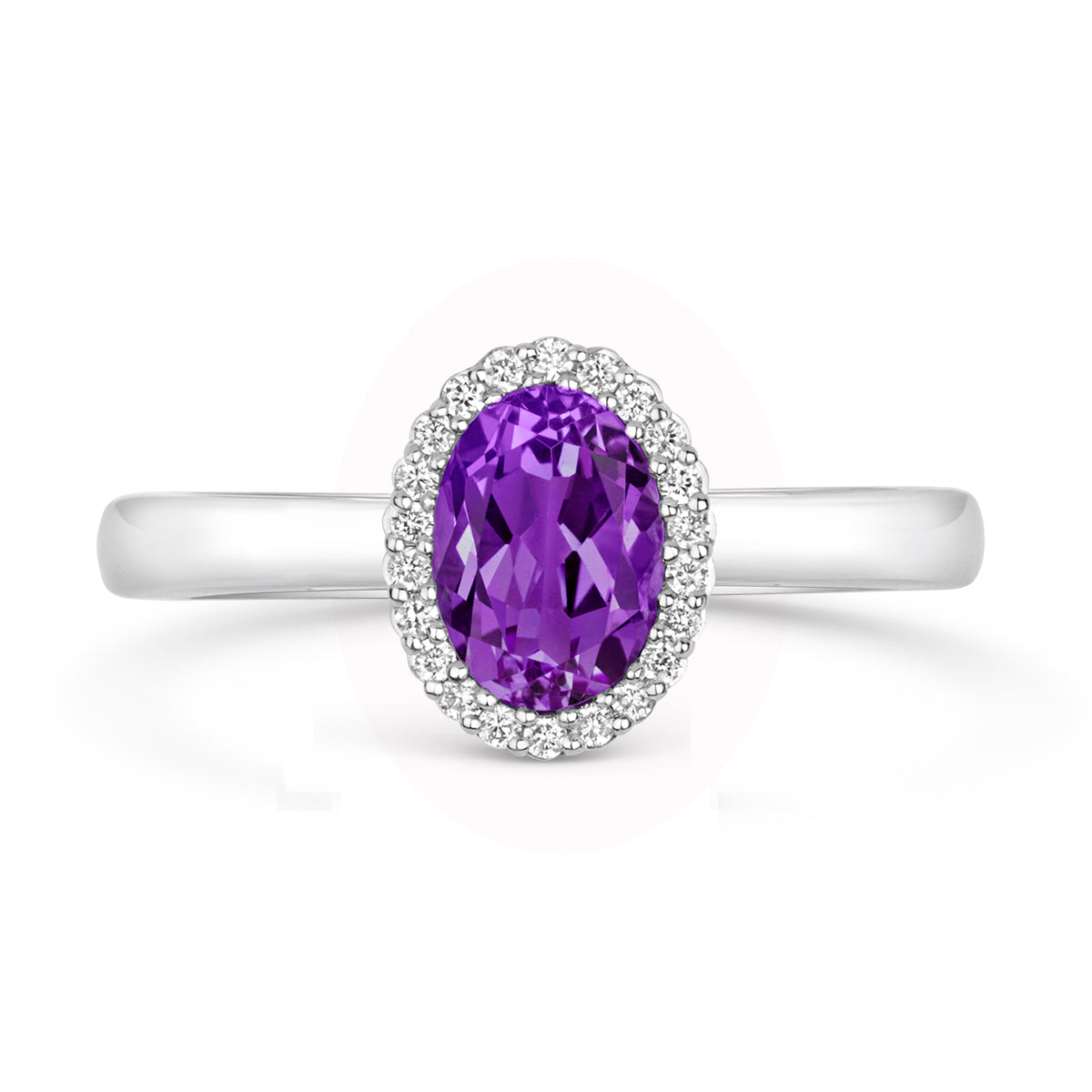 18ct White Gold Amethyst and Diamond ring