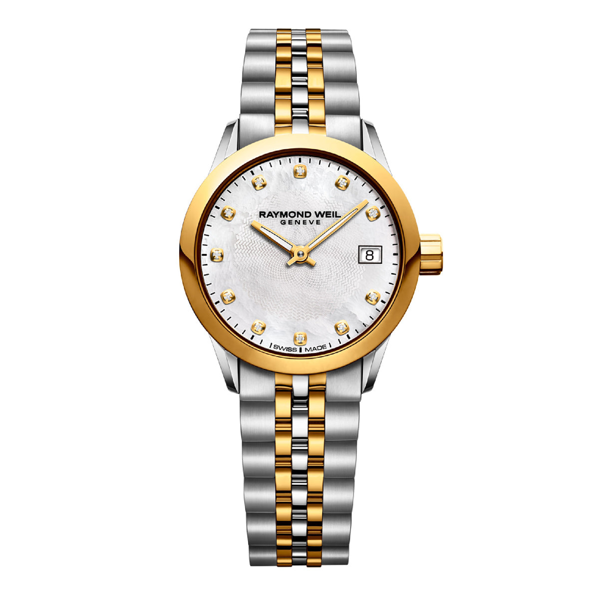 Raymond Weil 'Freelancer' Ladies 26mm Two-Tone Yellow Gold Diamond Watch