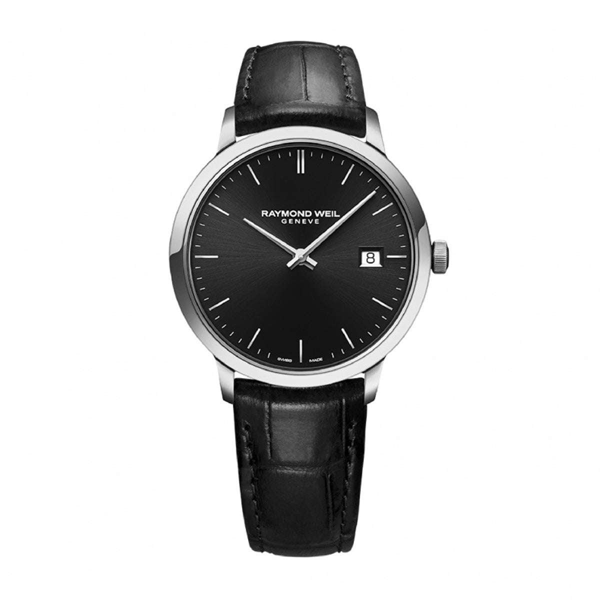 Raymond Weil 'Toccata' 39mm Black Dial Watch with Black Strap