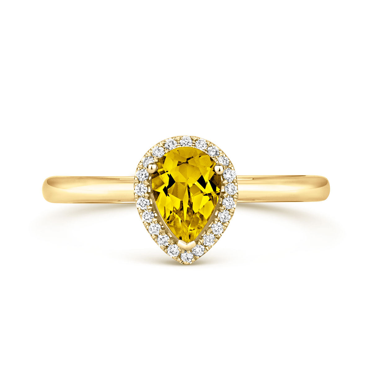 TIVON 18ct Yellow Gold Lemon Quartz & Diamond Ring - Size N