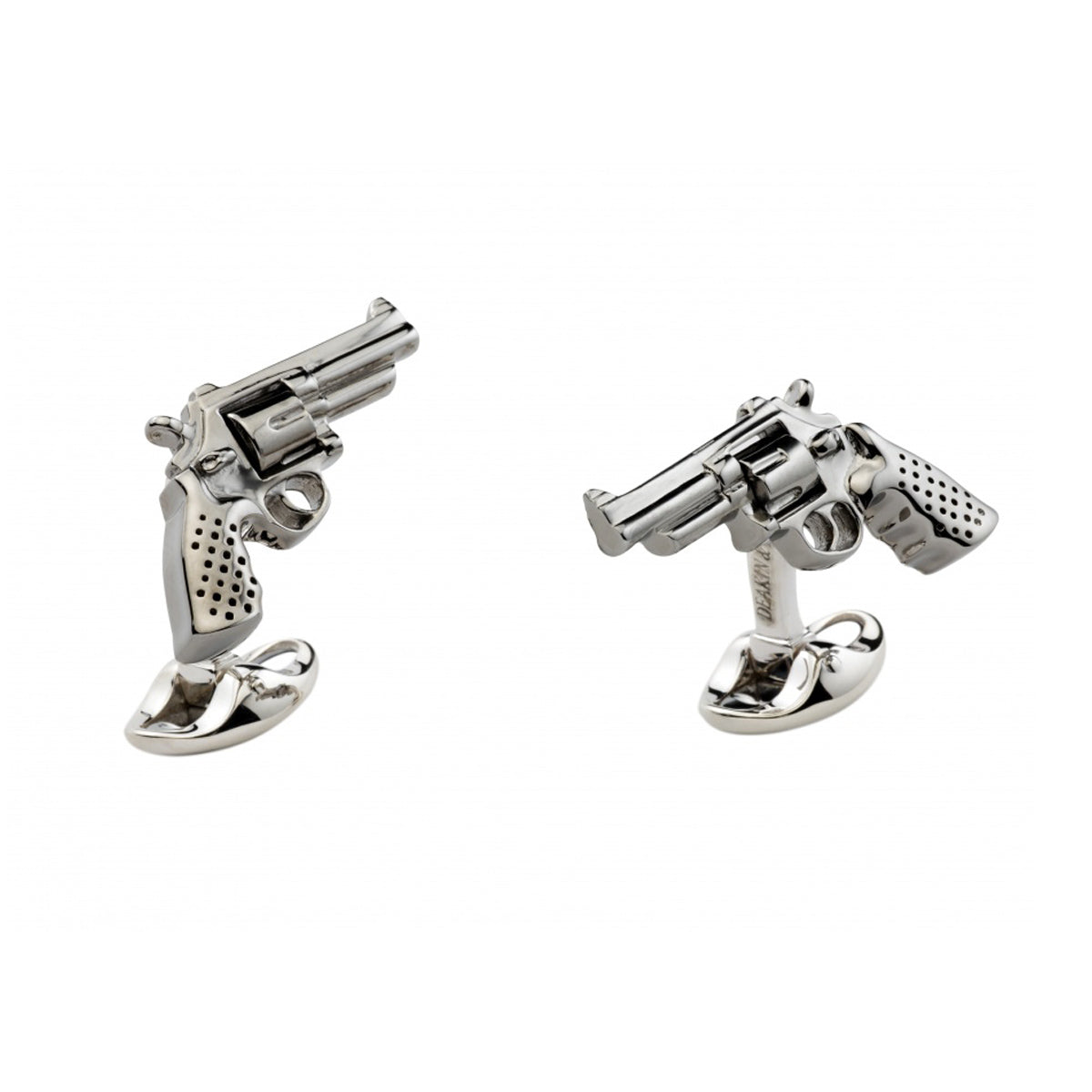 A pair of Revolver Gun Cufflinks with Spinning Cylinders