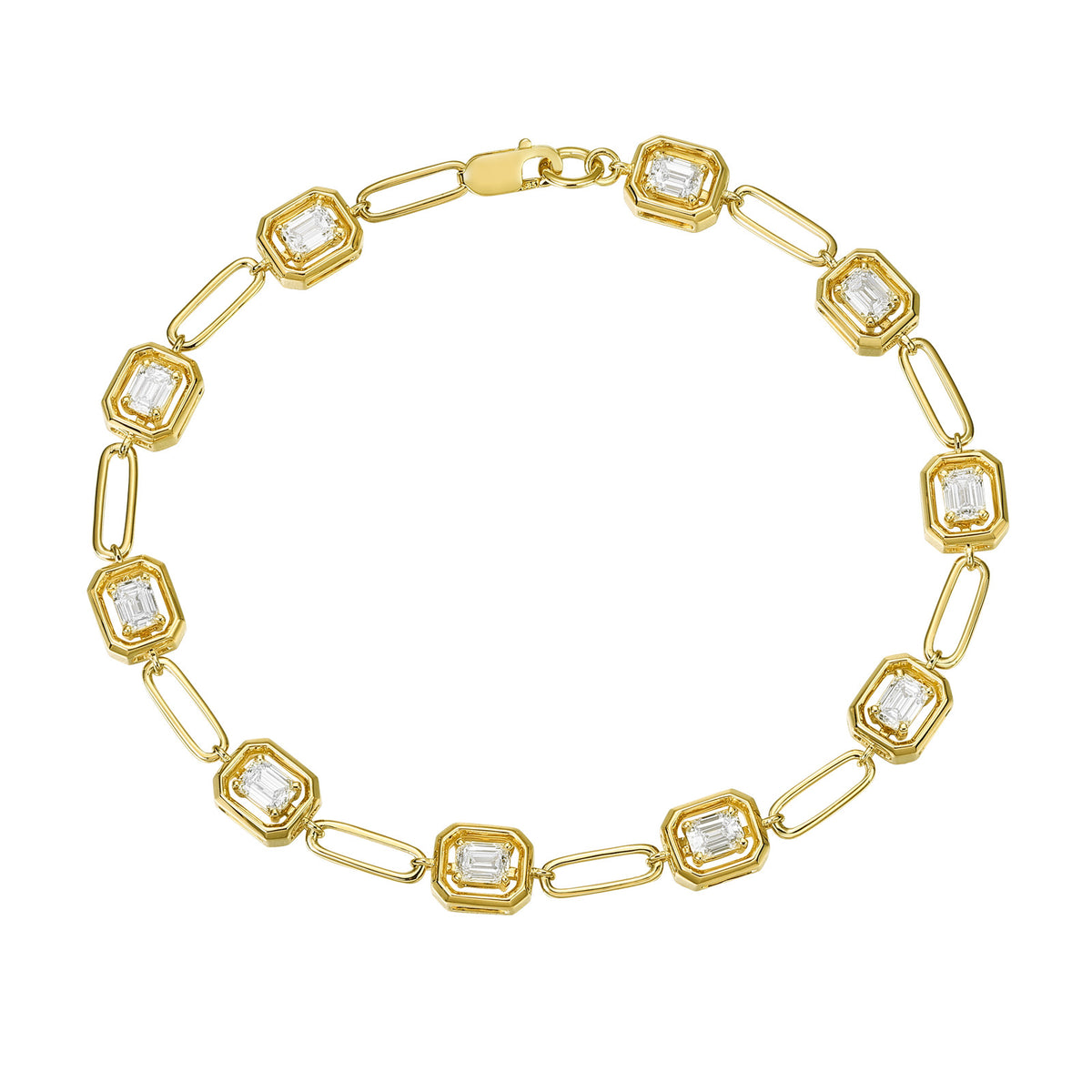 Smiling Rocks 9ct Yellow Gold Emerald Cut Lab Grown Diamond Bracelet