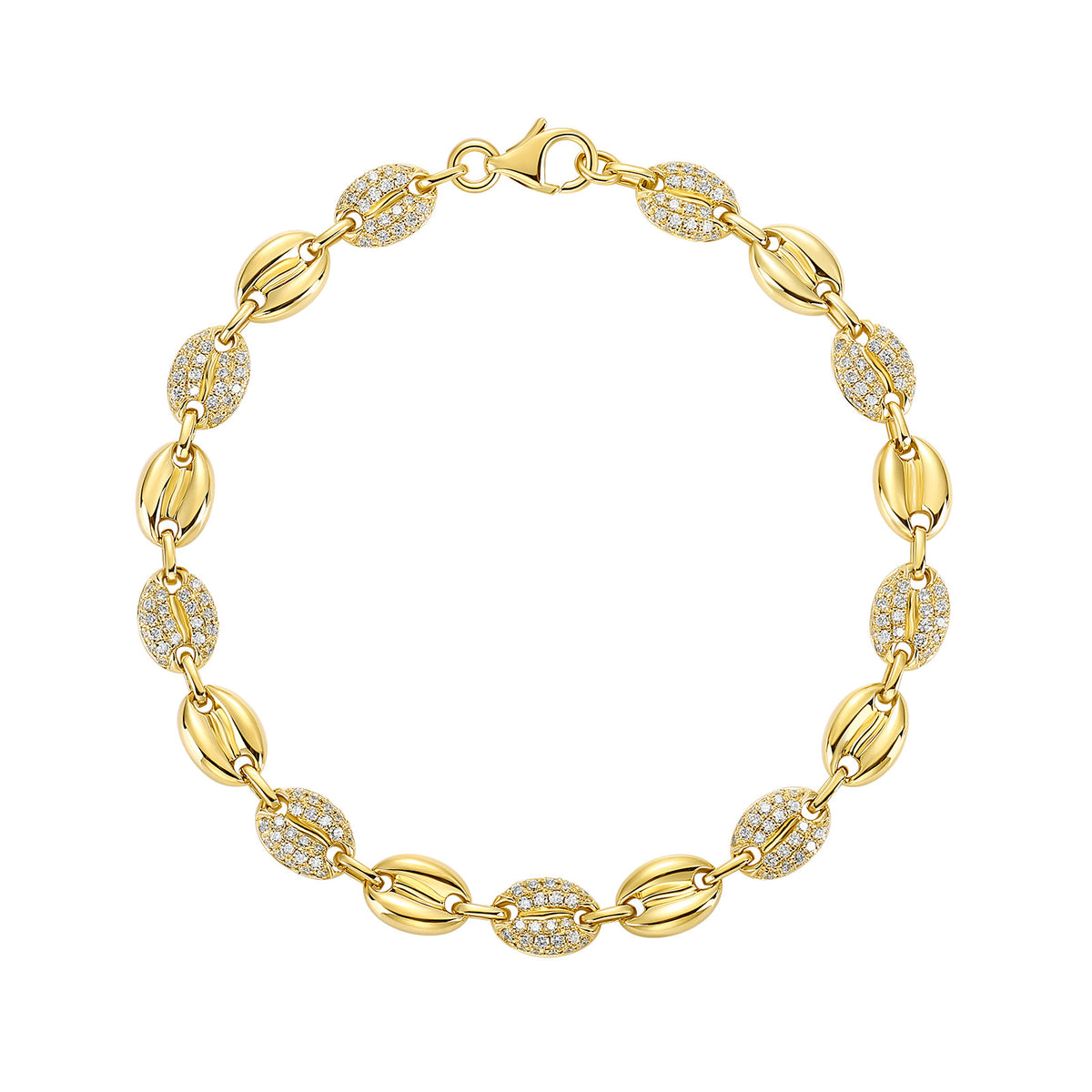 Smiling Rocks 9ct Yellow Gold Lab Grown Diamond Coffee Bean Bracelet