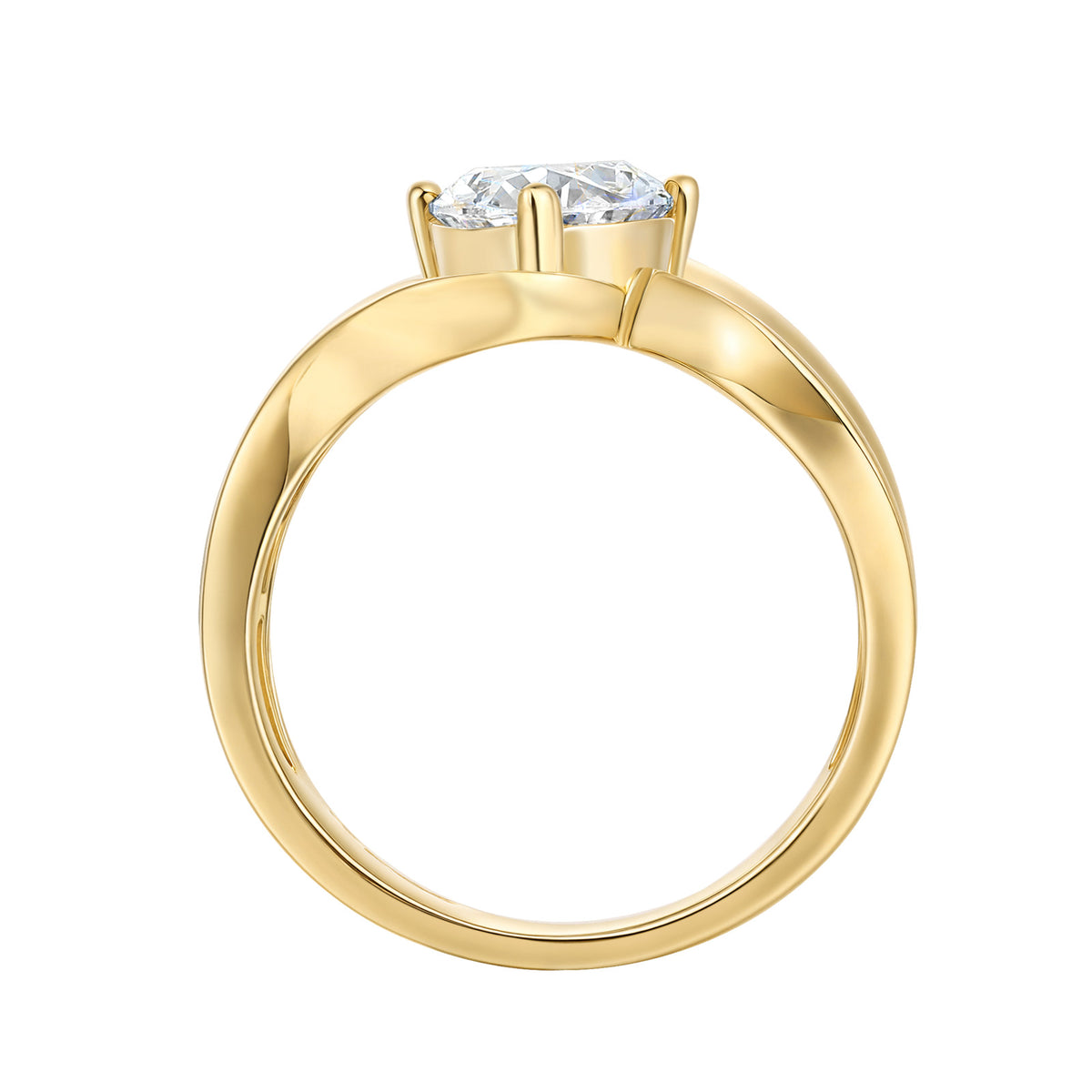 Smiling Rocks 9ct Yellow Gold Wave Cuff Oval Lab Grown Diamond Ring