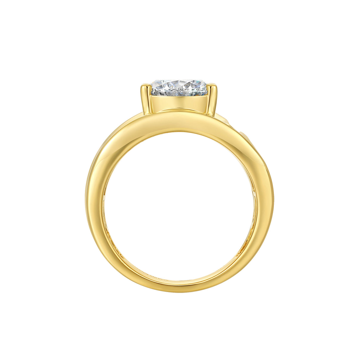 Smiling Rocks 9ct Yellow Gold Cuff Style Pear Lab Grown Diamond Ring