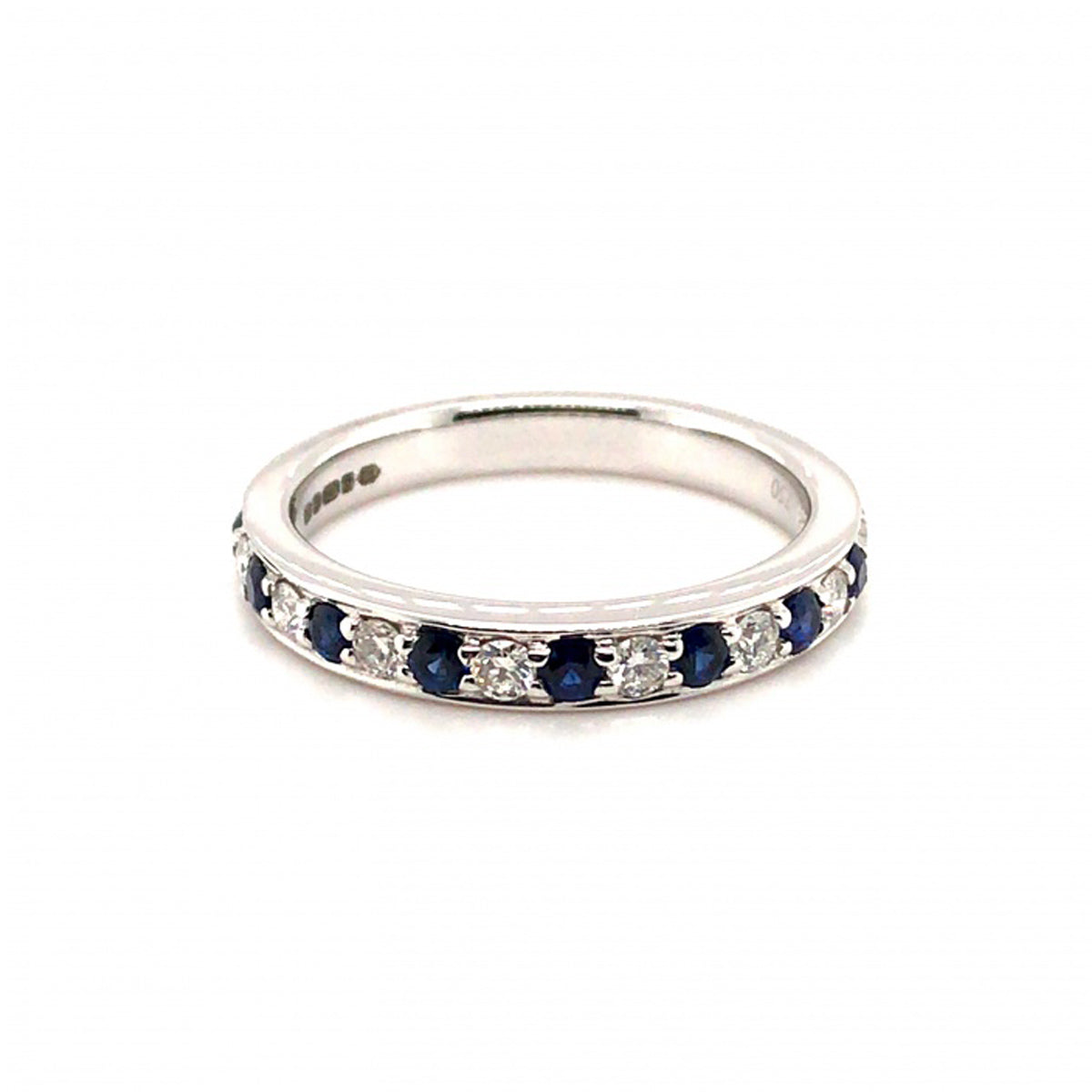 18ct White Gold Sapphire and Diamond Eternity Ring - Size M