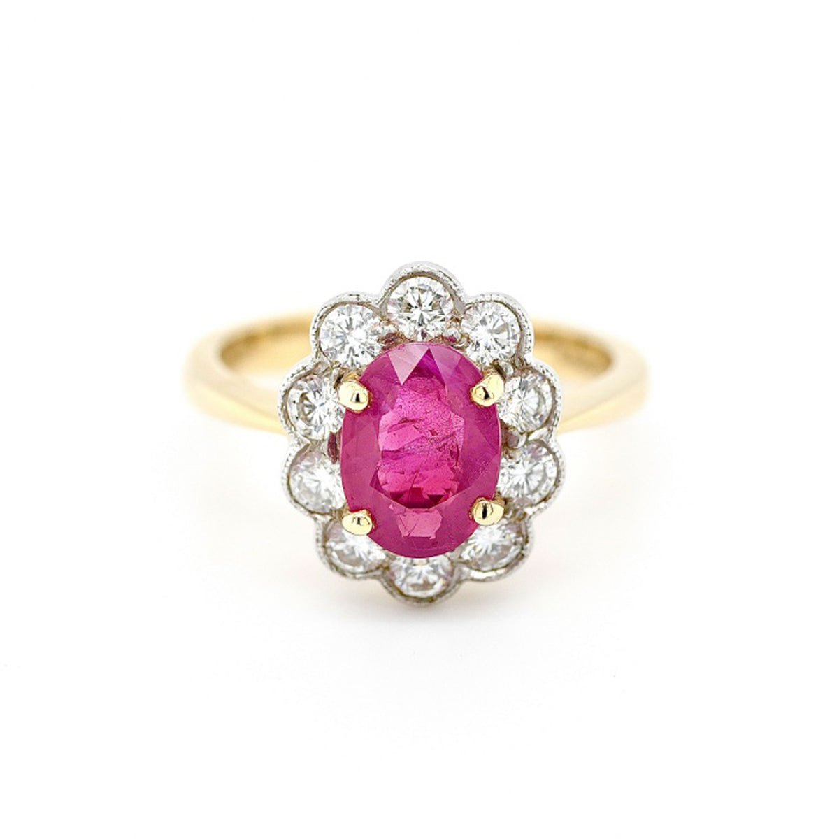 18ct Yellow Gold Floral Ruby & Diamond Ring
