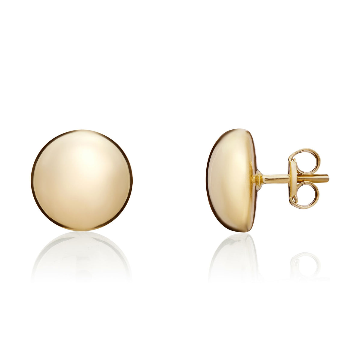 9CT Yellow Gold 10MM  Polished Button Studs