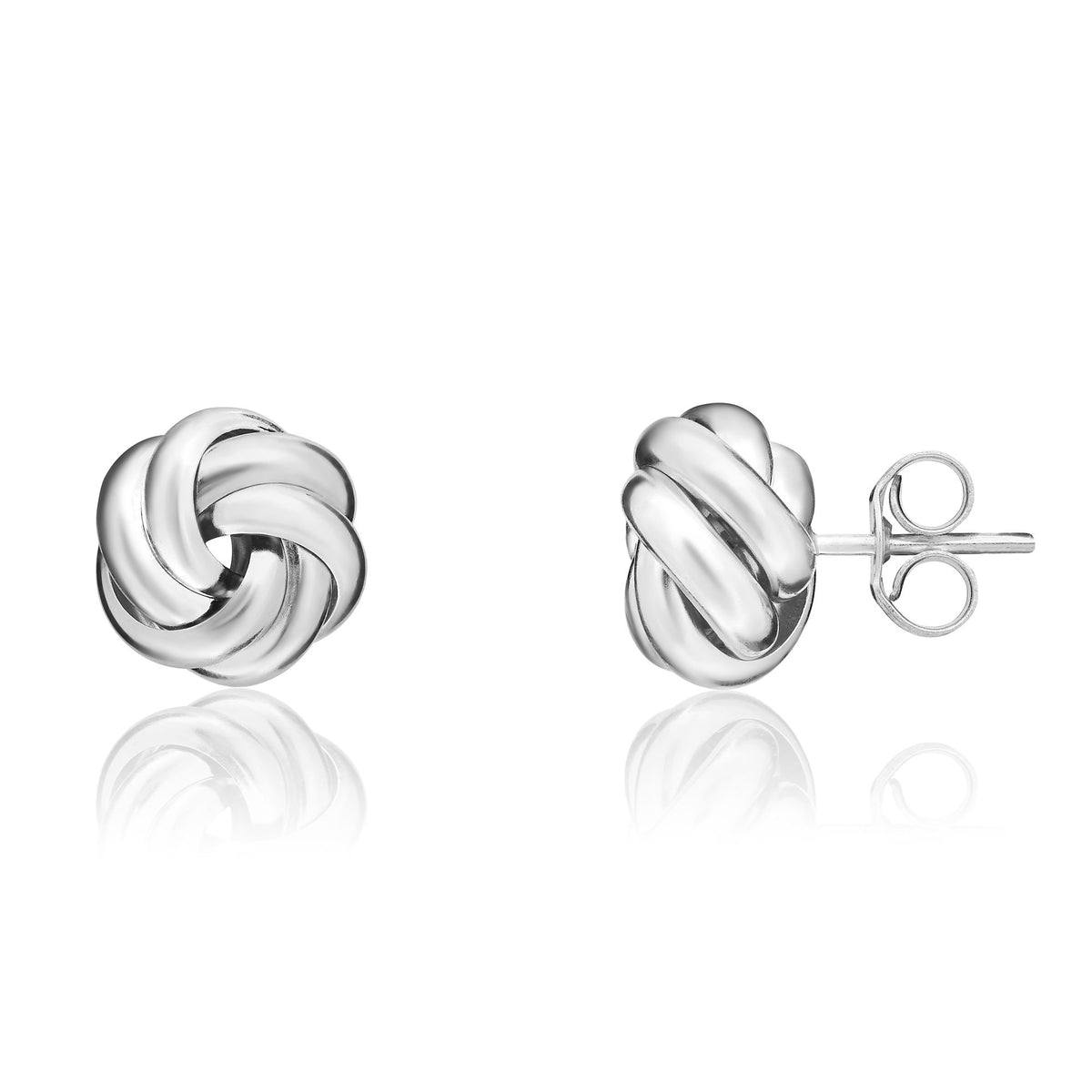 9CT White Gold Polished 2 Row Knot Stud Earrings
