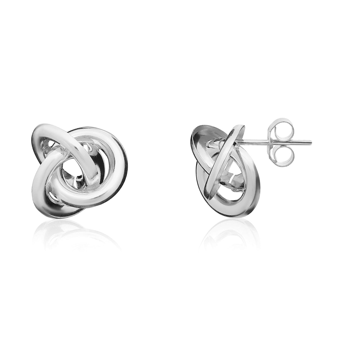 9CT White Gold Polished Simple Woolmark Knot Earrings