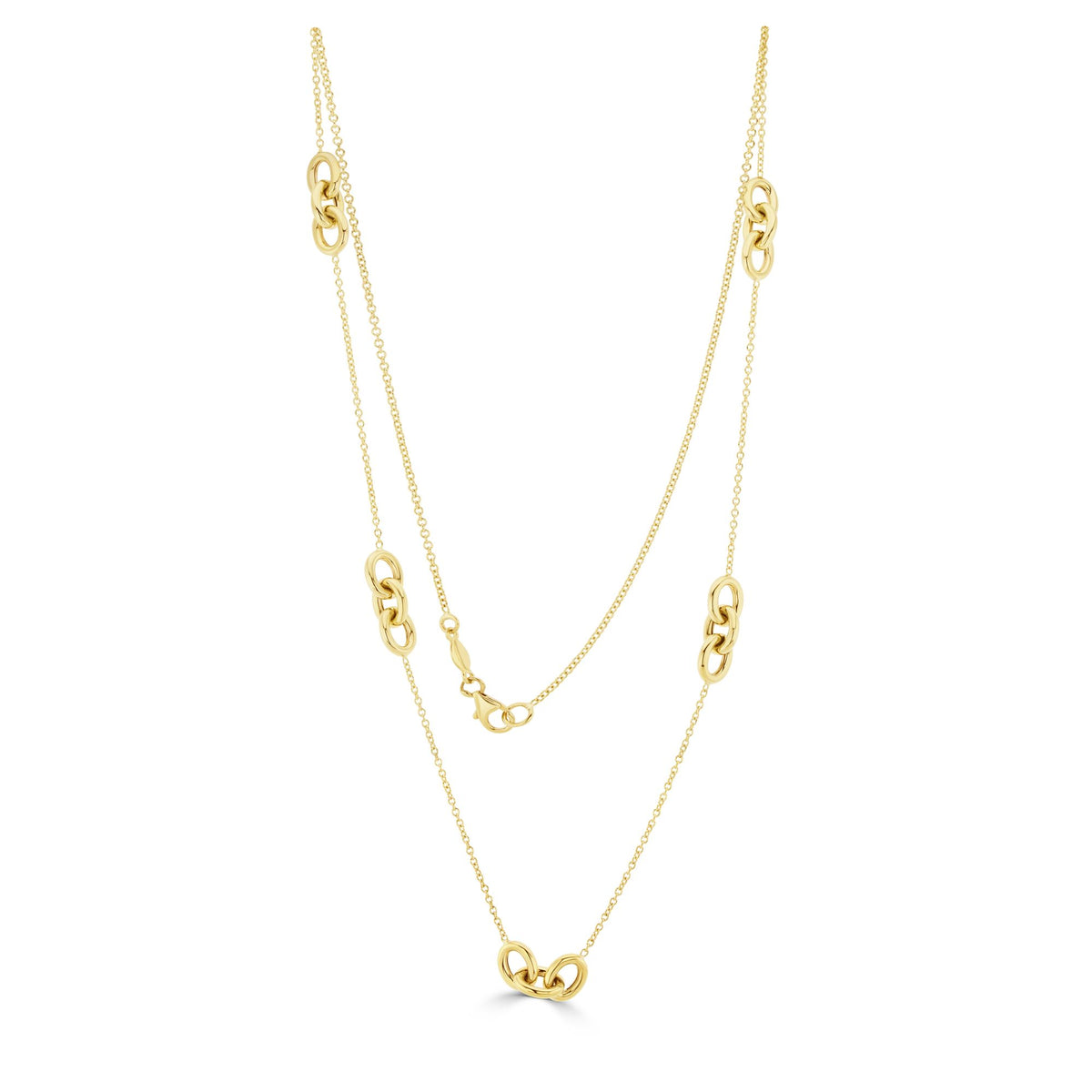 9CT Yellow Gold Chain And Triple Oval Link Necklace. 18 Inch