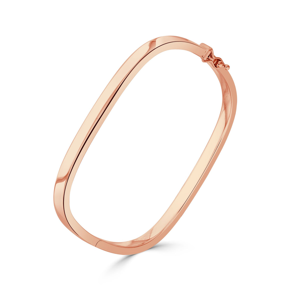 9CT Rose Gold Polished Tv Shape 4MM Hinged Solid Bangle