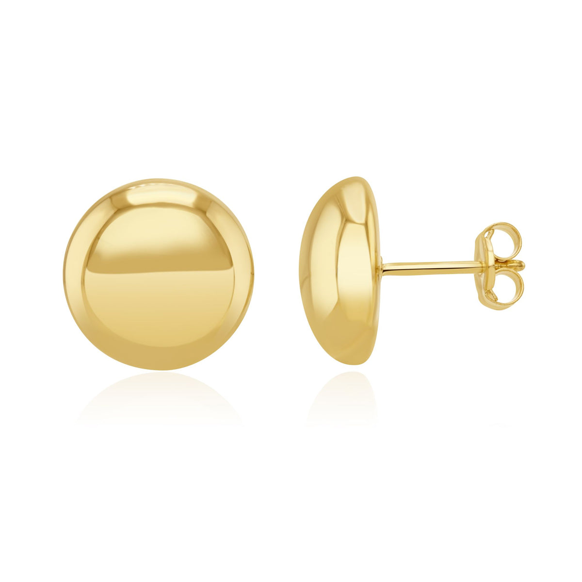 18CT Yellow Gold 12MM Polished Button Studs
