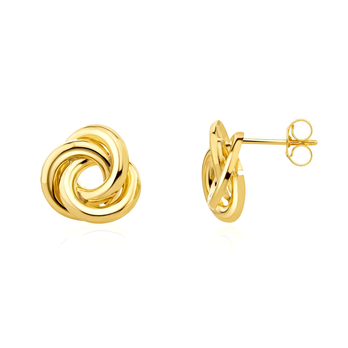 9CT Yellow Gold Polished Loops Flat Knot Stud Earrings