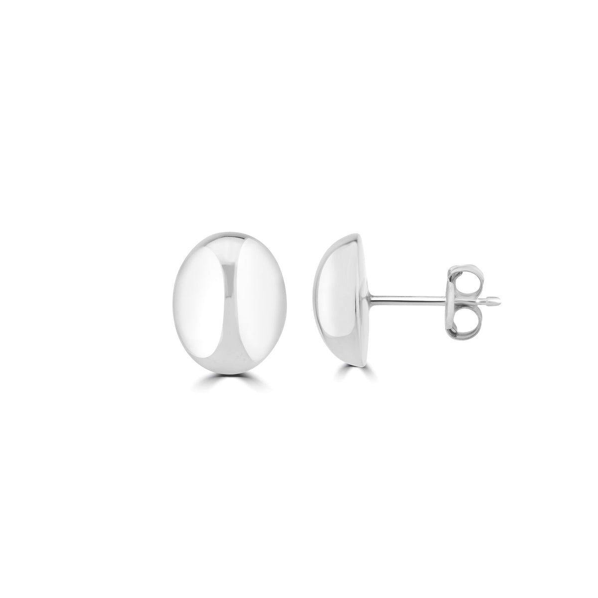 9CT White Gold Polished Oval Domed Stud Earrings 10X8MM