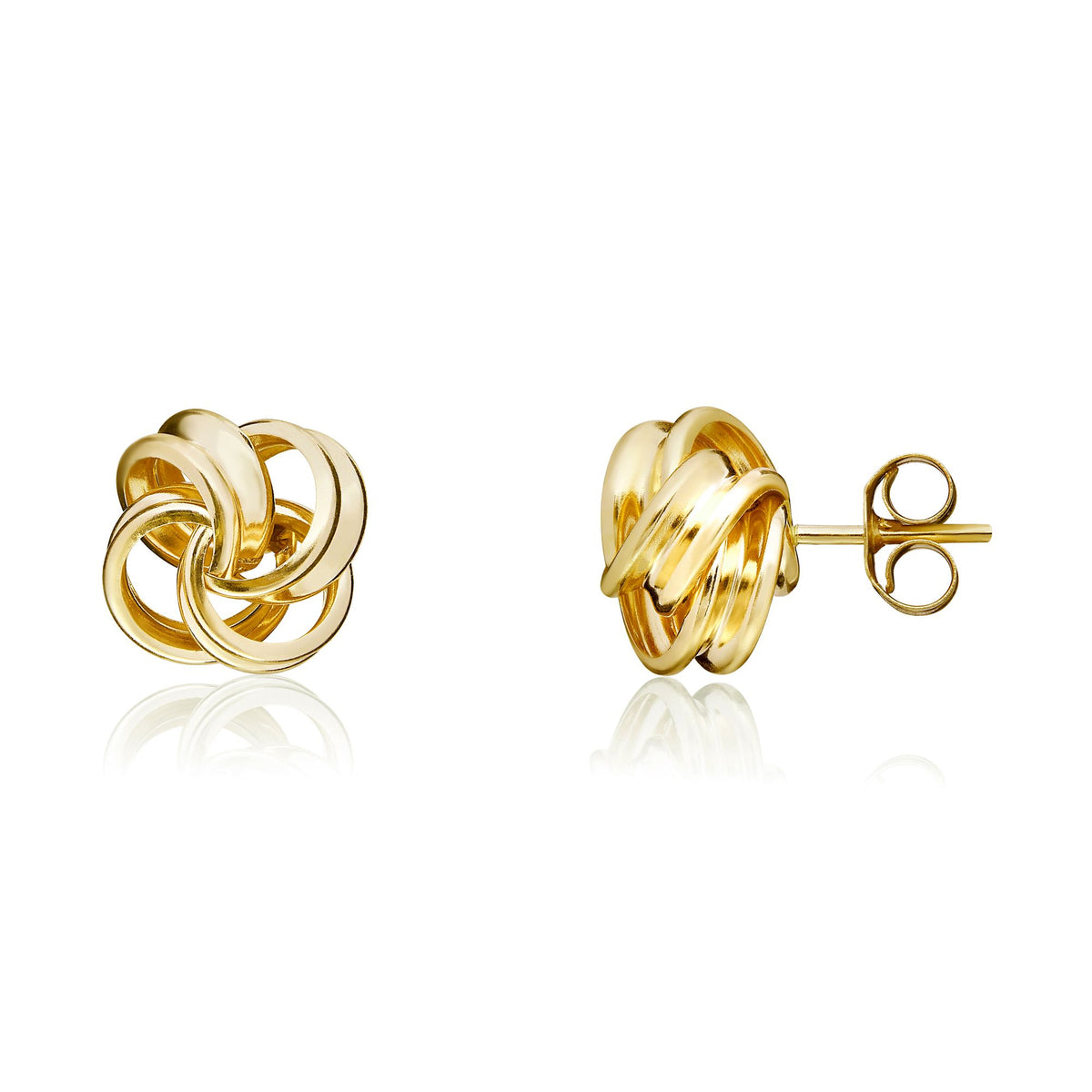 9CT Yellow Gold Ribbon Loops Knot Stud Earrings