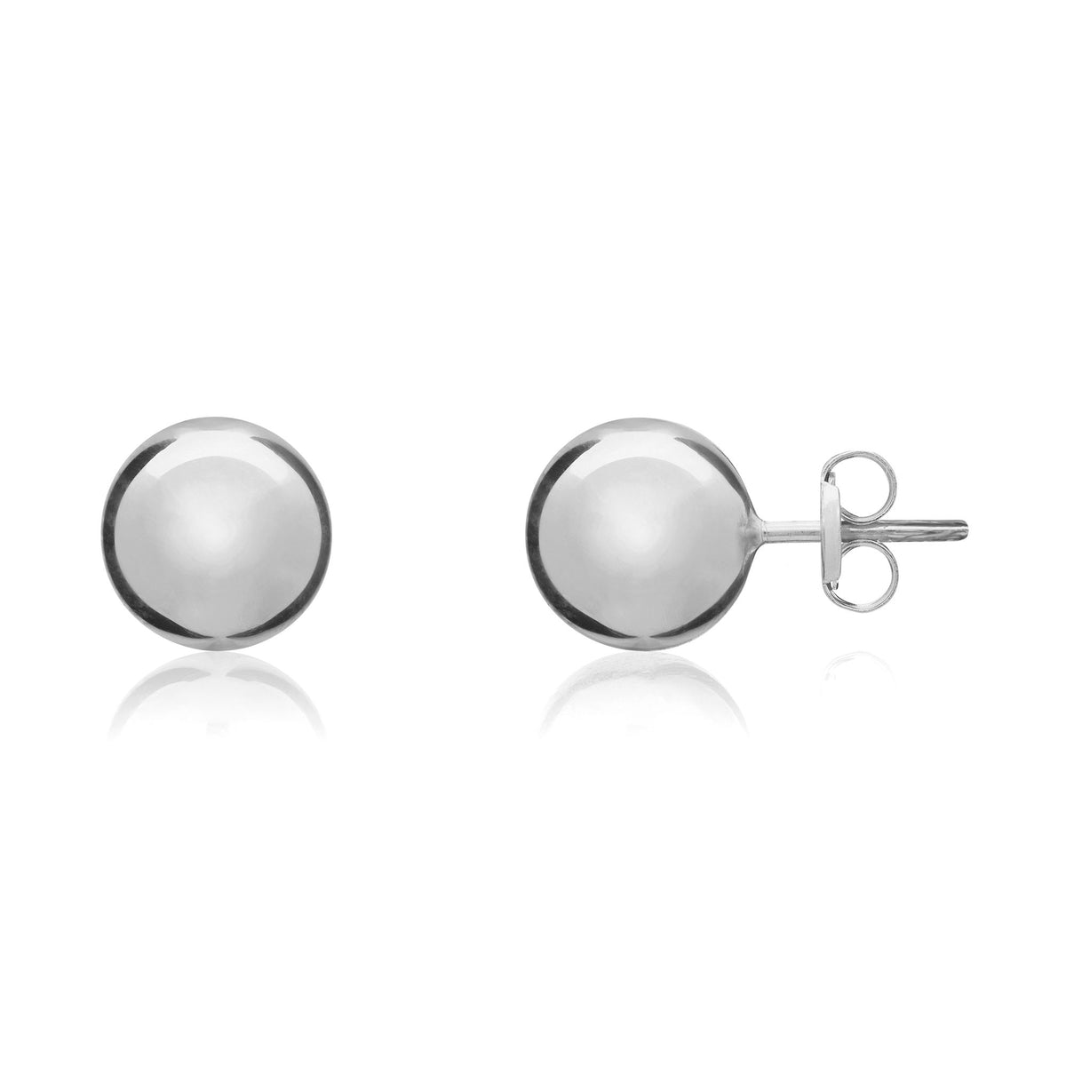 9CT White Gold 8MM Polished Ball Studs