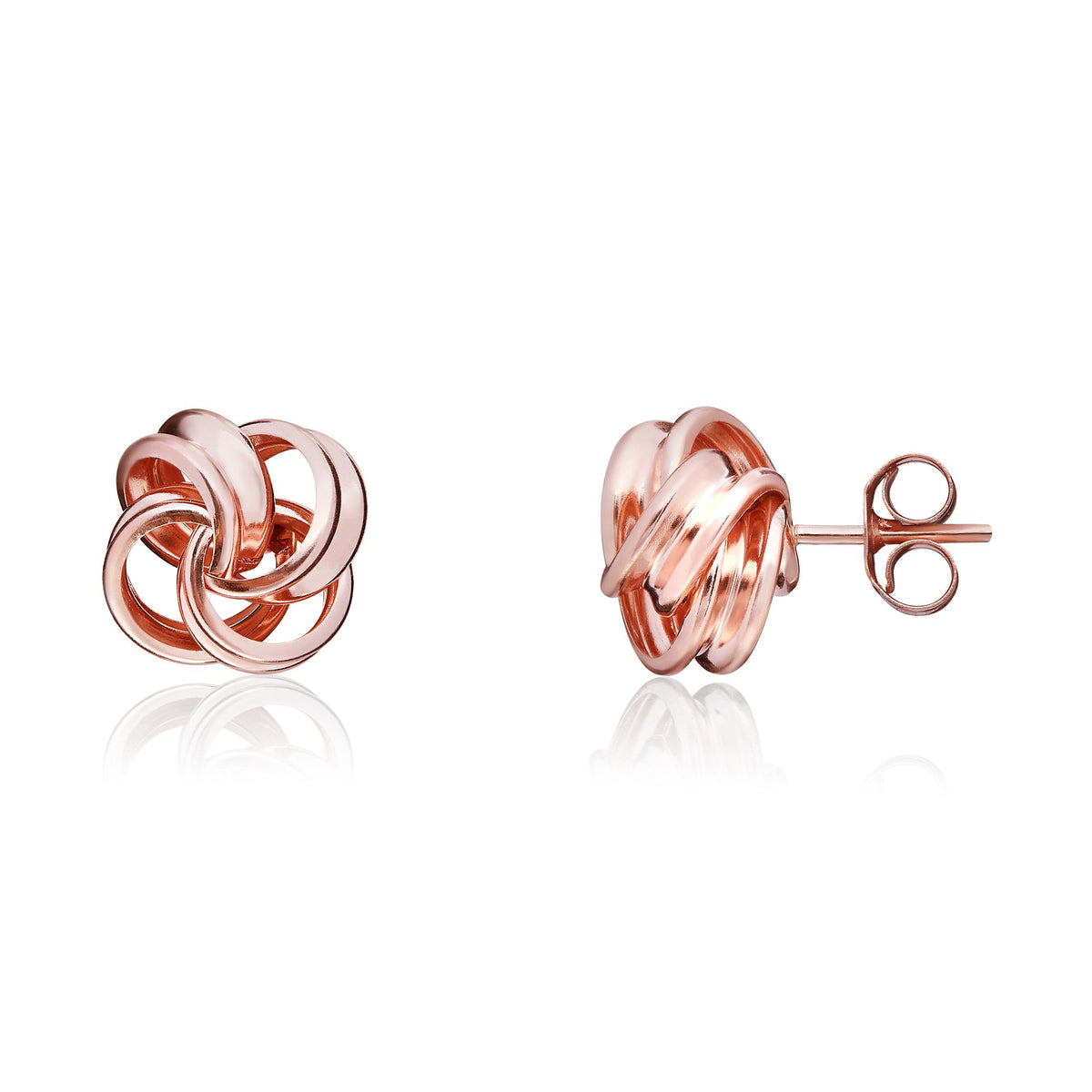 9CT Rose Gold Ribbon Loops Knot Stud Earrings