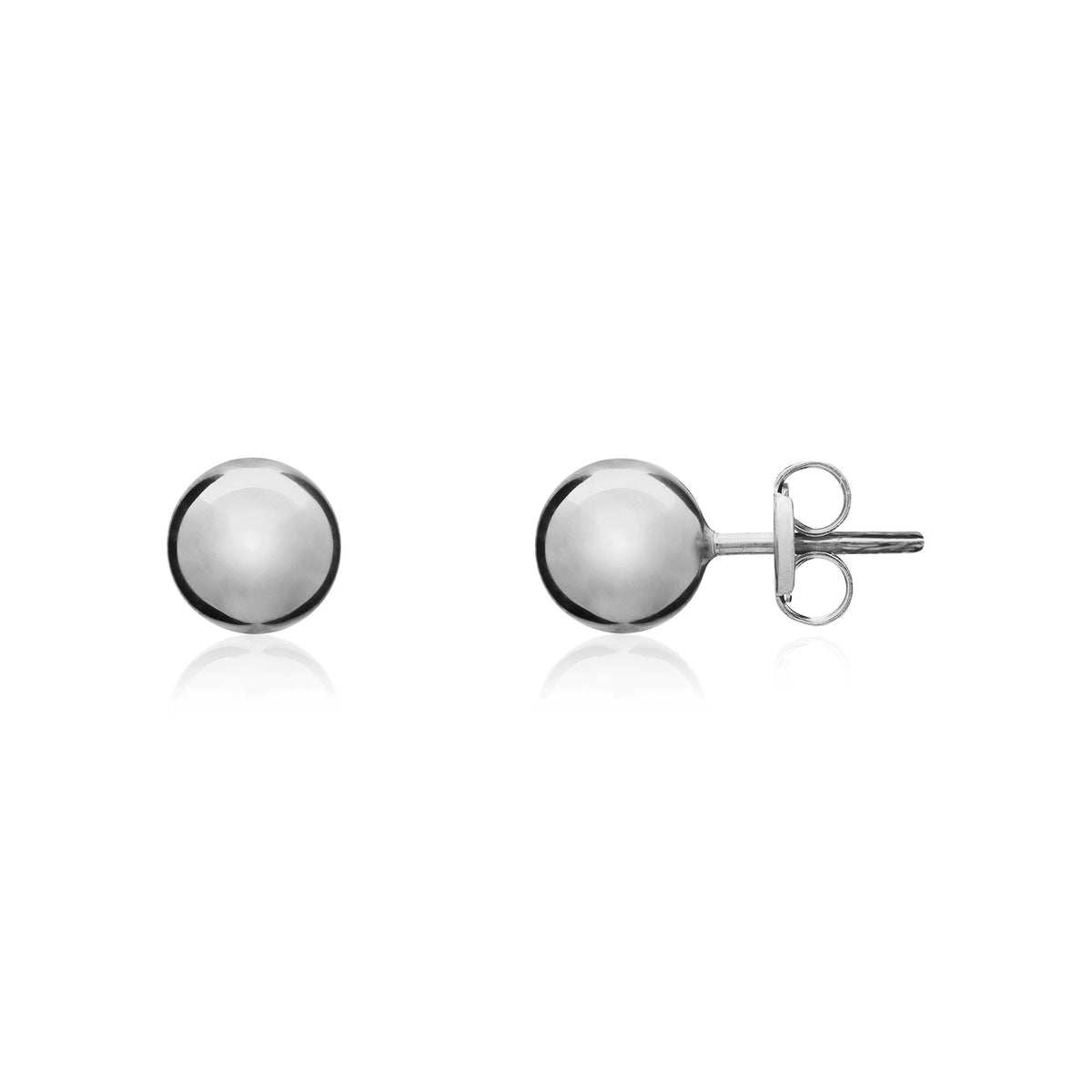 18CT White Gold 6MM Polished Ball Studs