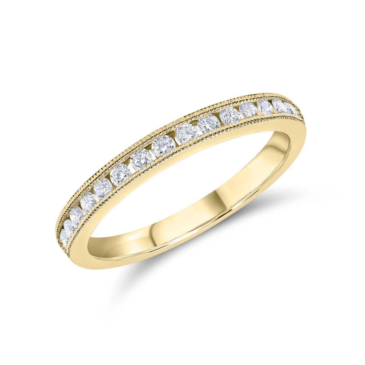 18CT YG ROUND DIAMOND MILLEGRAIN SET 15ST RING