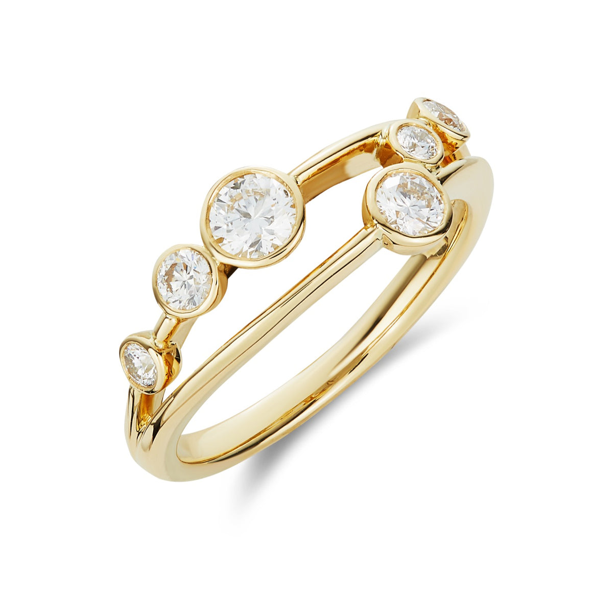 18CT YG DIAMOND 2 ROW BUBBLE RING