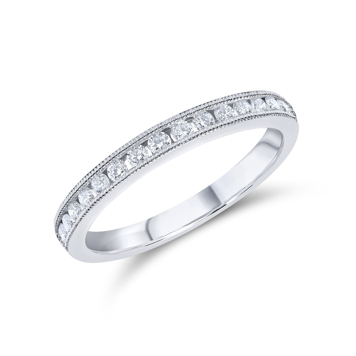 18CT WG ROUND DIAMOND MILLEGRAIN SET 15ST RING