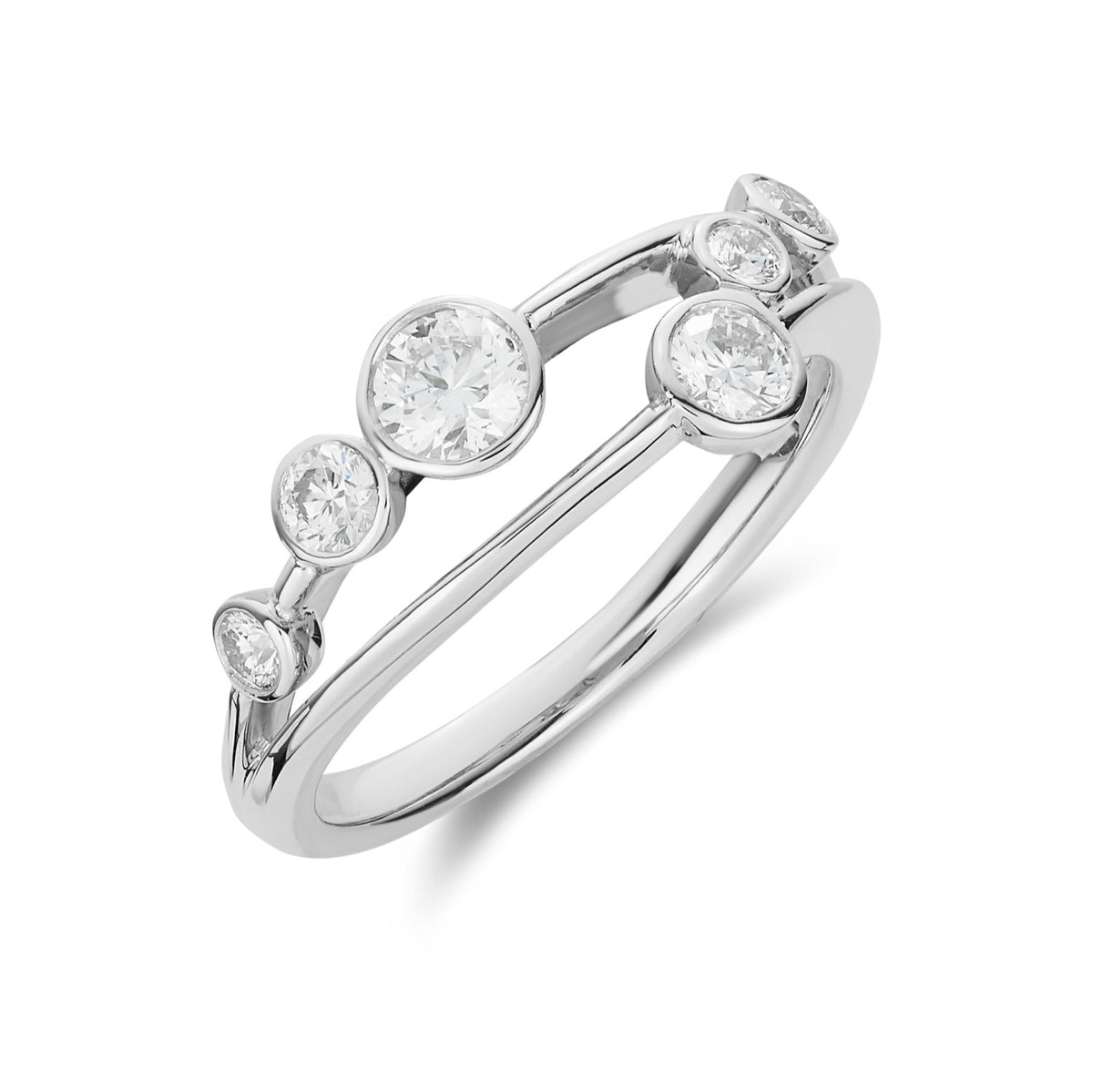 18CT WG TWO ROW DIAMOND BUBBLE RING