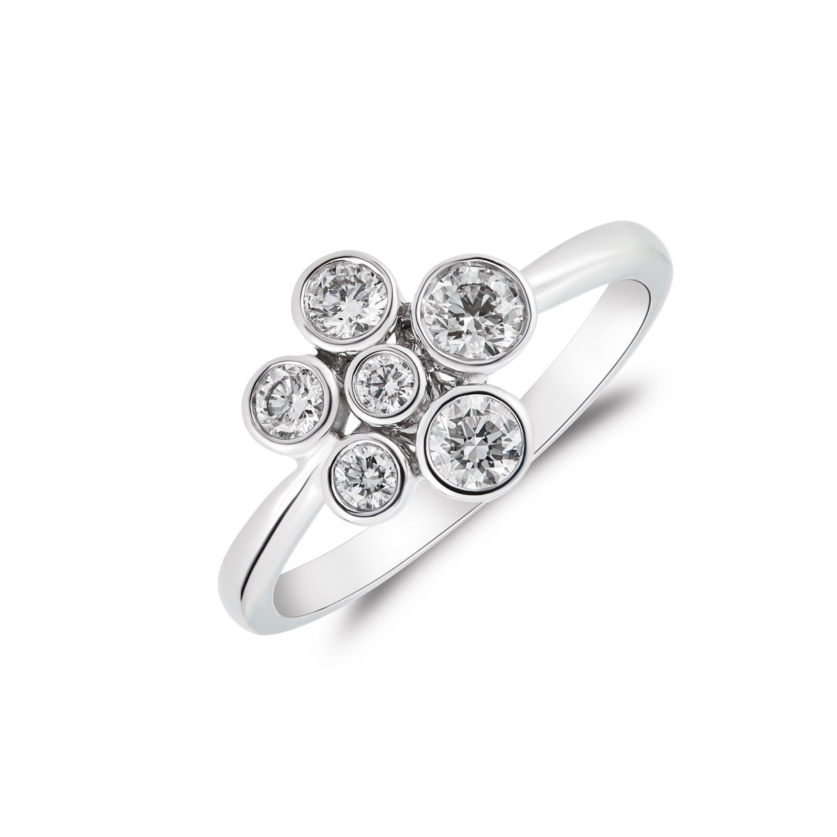 18CT WG DIAMOND BUBBLE CLUSTER RING