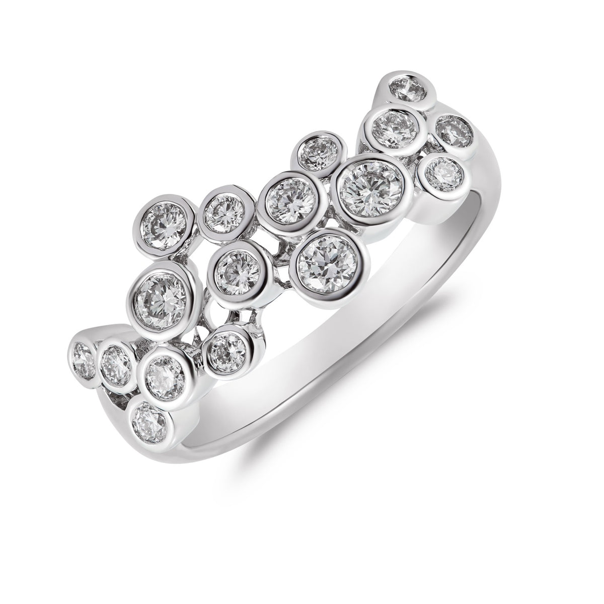 18CT WG DIAMOND WIDE BUBBLE BAND RING