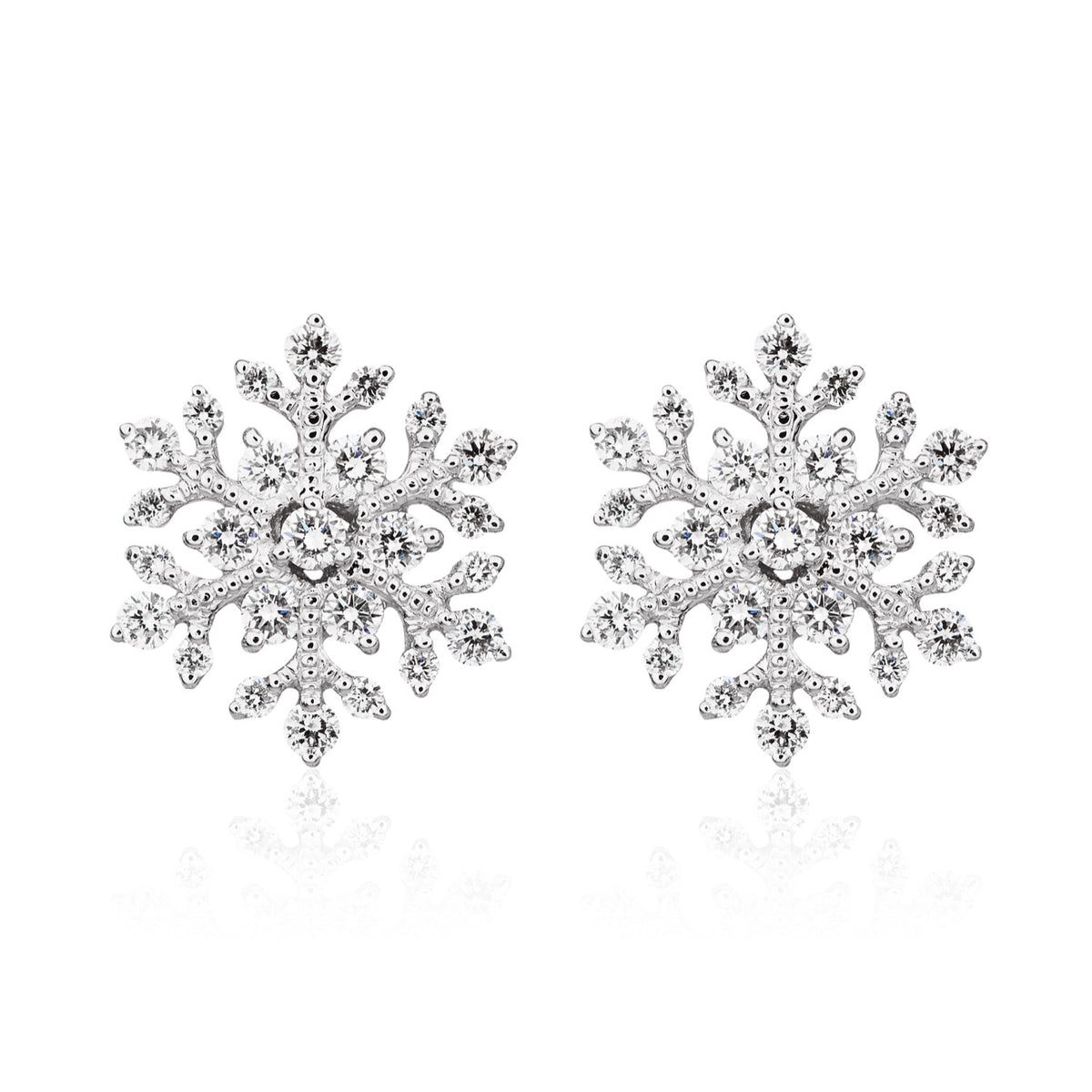 18CT WG DIAMOND SET SNOWFLAKE STUD EARRINGS