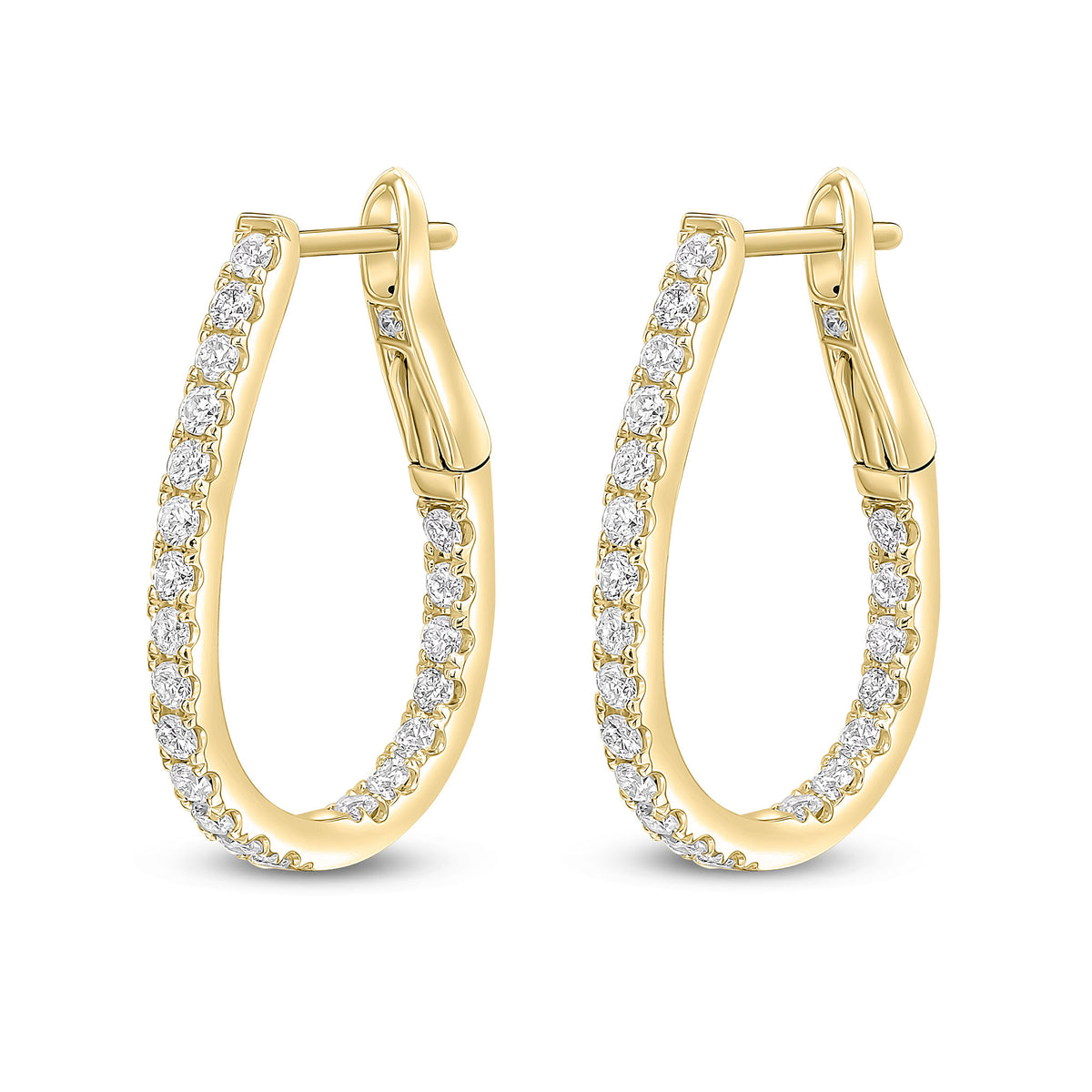18CT YG ROUND DIAMOND CLAW SET HORSESHOE HOOP EARRINGS. 0.70CT