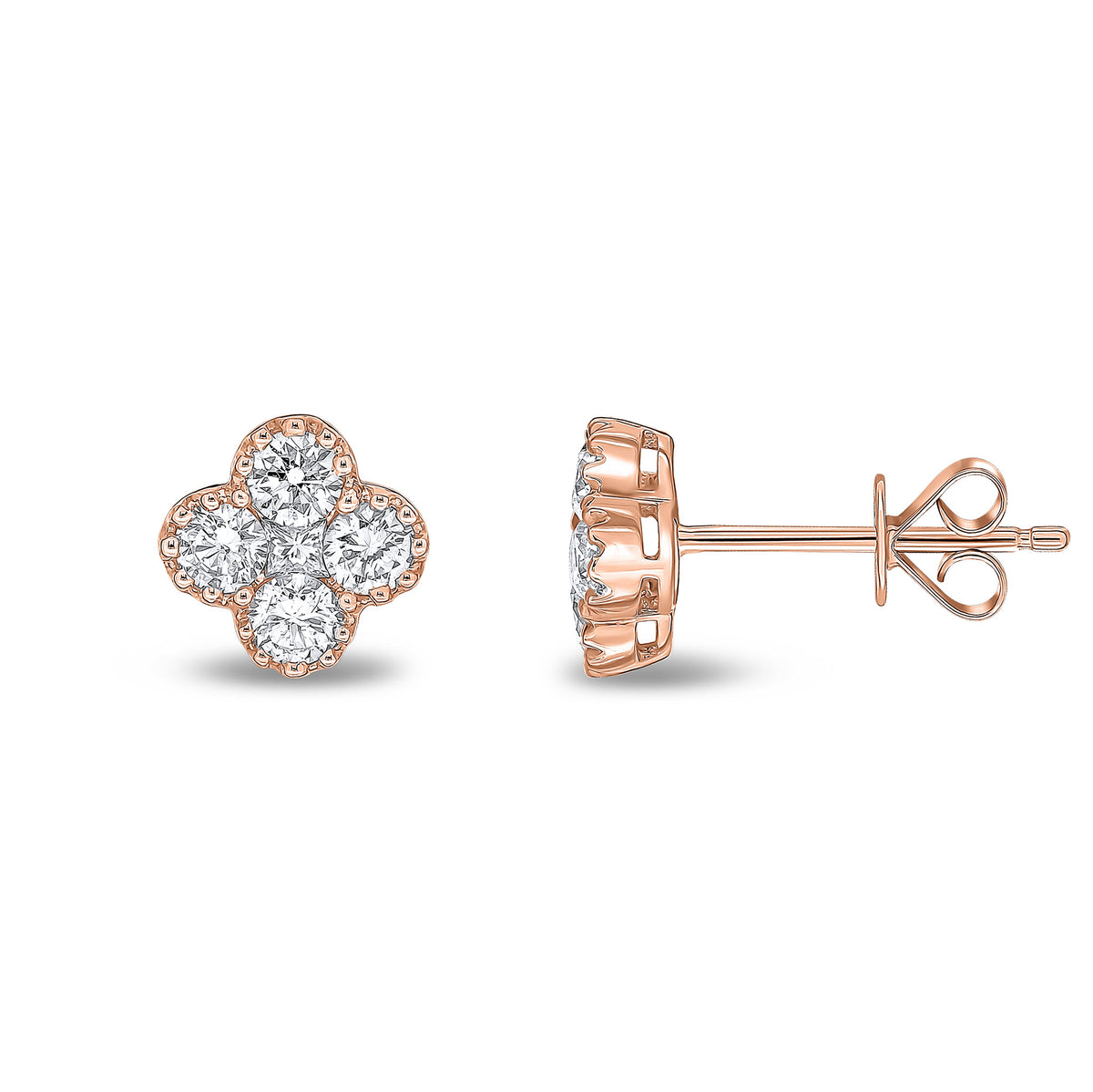 18RG DIA CLOVER EARSTUDS