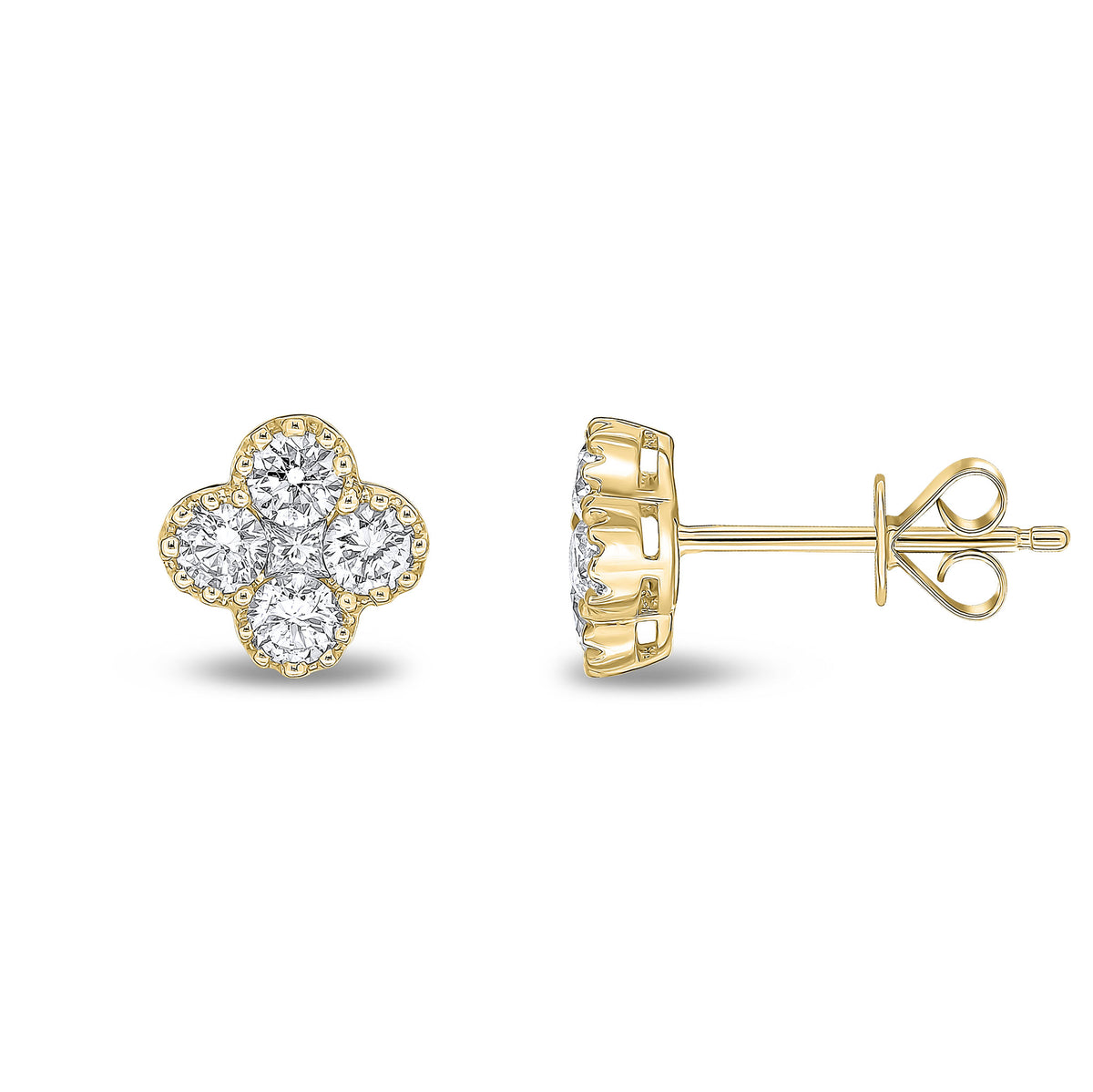 18YG DIA CLOVER EARSTUDS