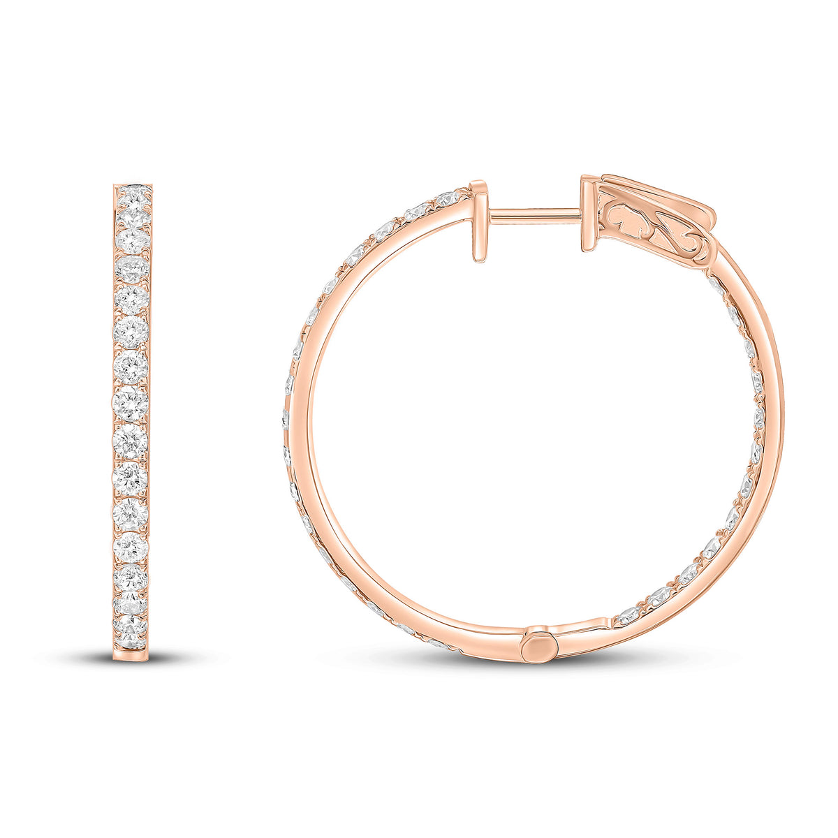 18RG DIAMOND FULL HOOP EARRINGS