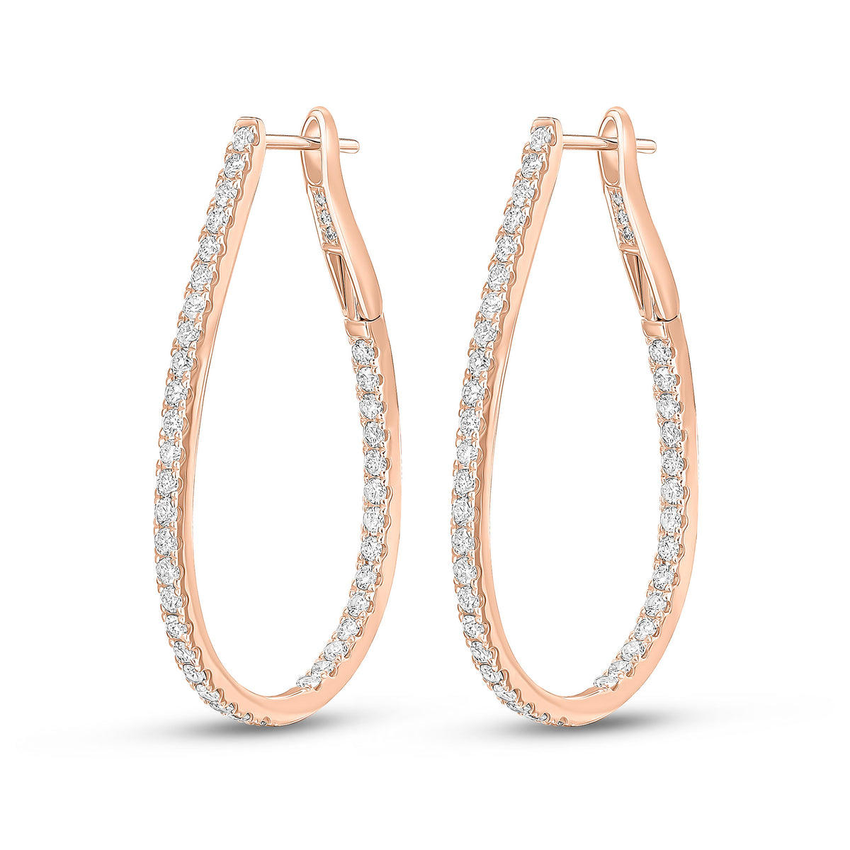 18CT RG ROUND DIAMOND CLAW SET HORSESHOE HOOP EARRINGS. 1.35CT