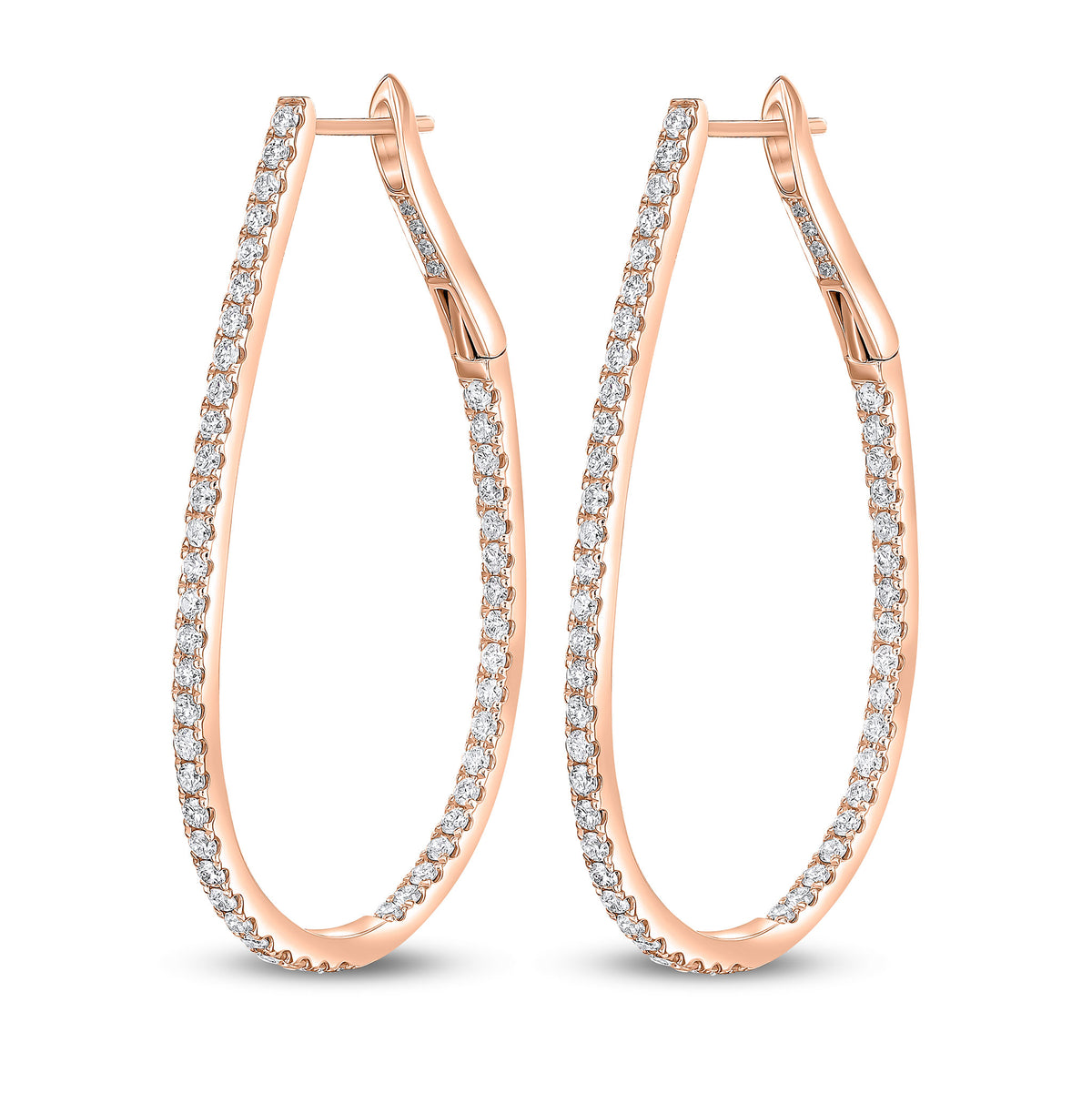 18CT RG ROUND DIAMOND CLAW SET HORSESHOE HOOP EARRINGS. 1.50CT