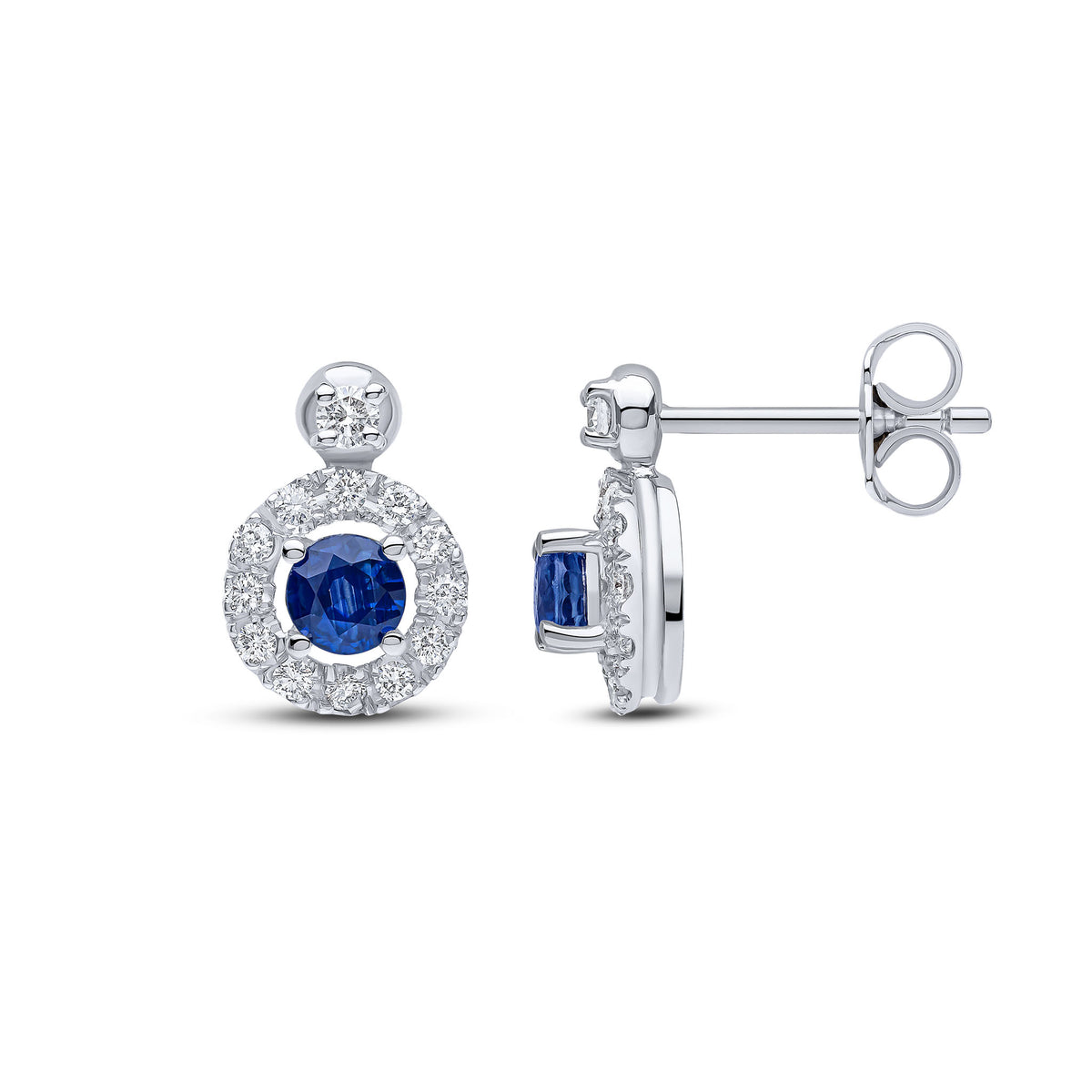 WG Sapphire (0.84) & Diamond (0.34, 0.10) Earrings