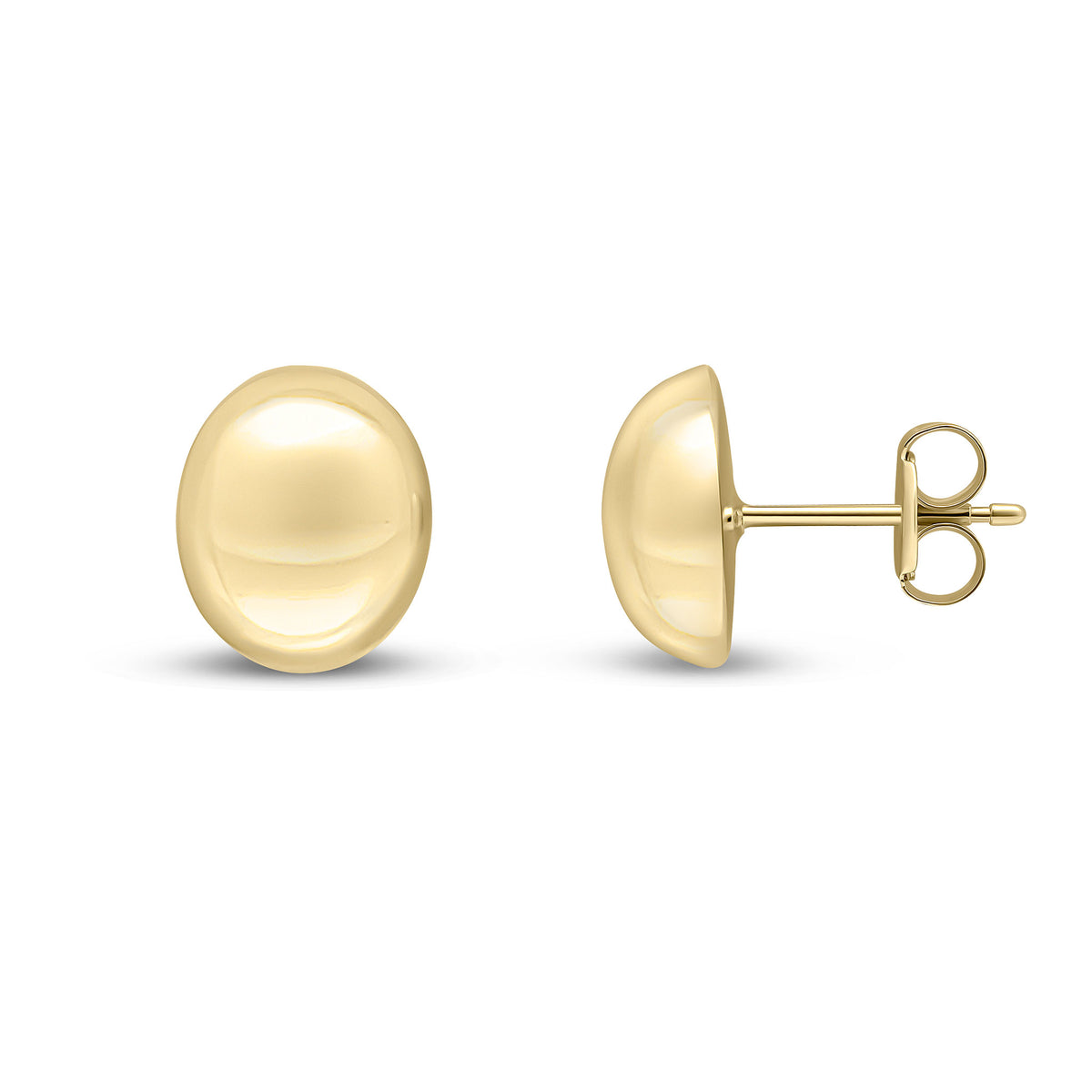 9CT YG POLISHED OVAL DOMED STUD EARRINGS 10X8MM