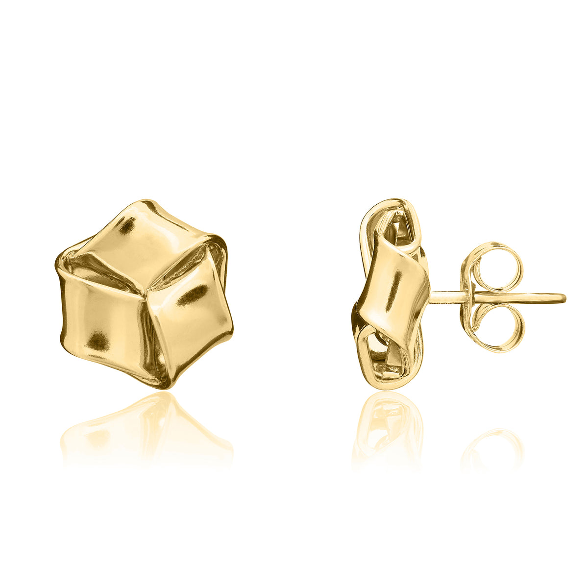 9CT YG POLISHED FLAT 9MM KNOT EARRINGS * DISCONTINUED *