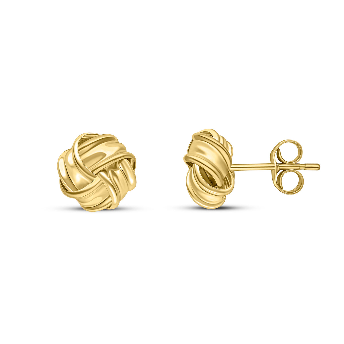 9CT YG 8MM 4 ROW RIBBON KNOT EARRINGS