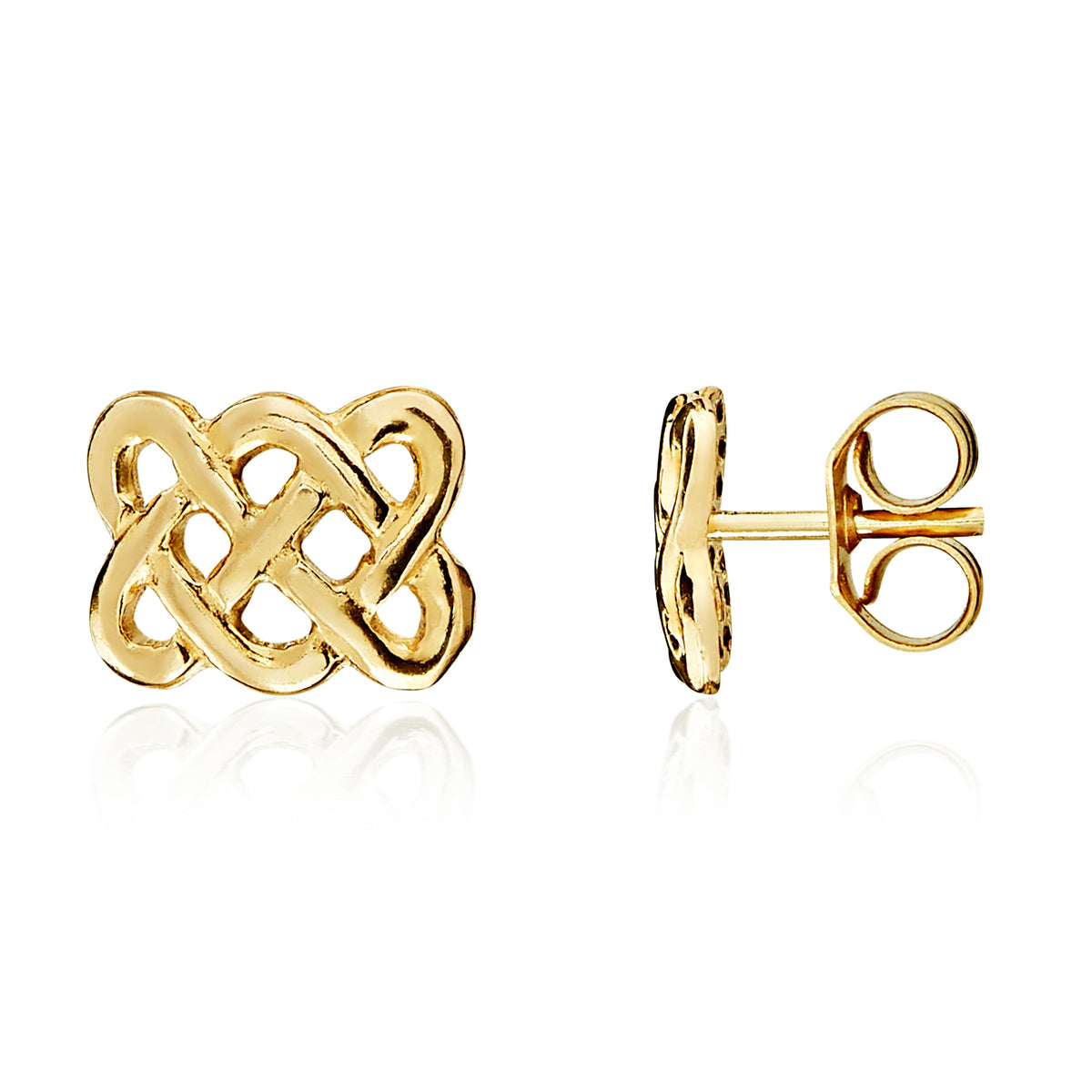 9CT YELLOW GOLD OBLONG CELTIC STYLE STUD EARRINGS