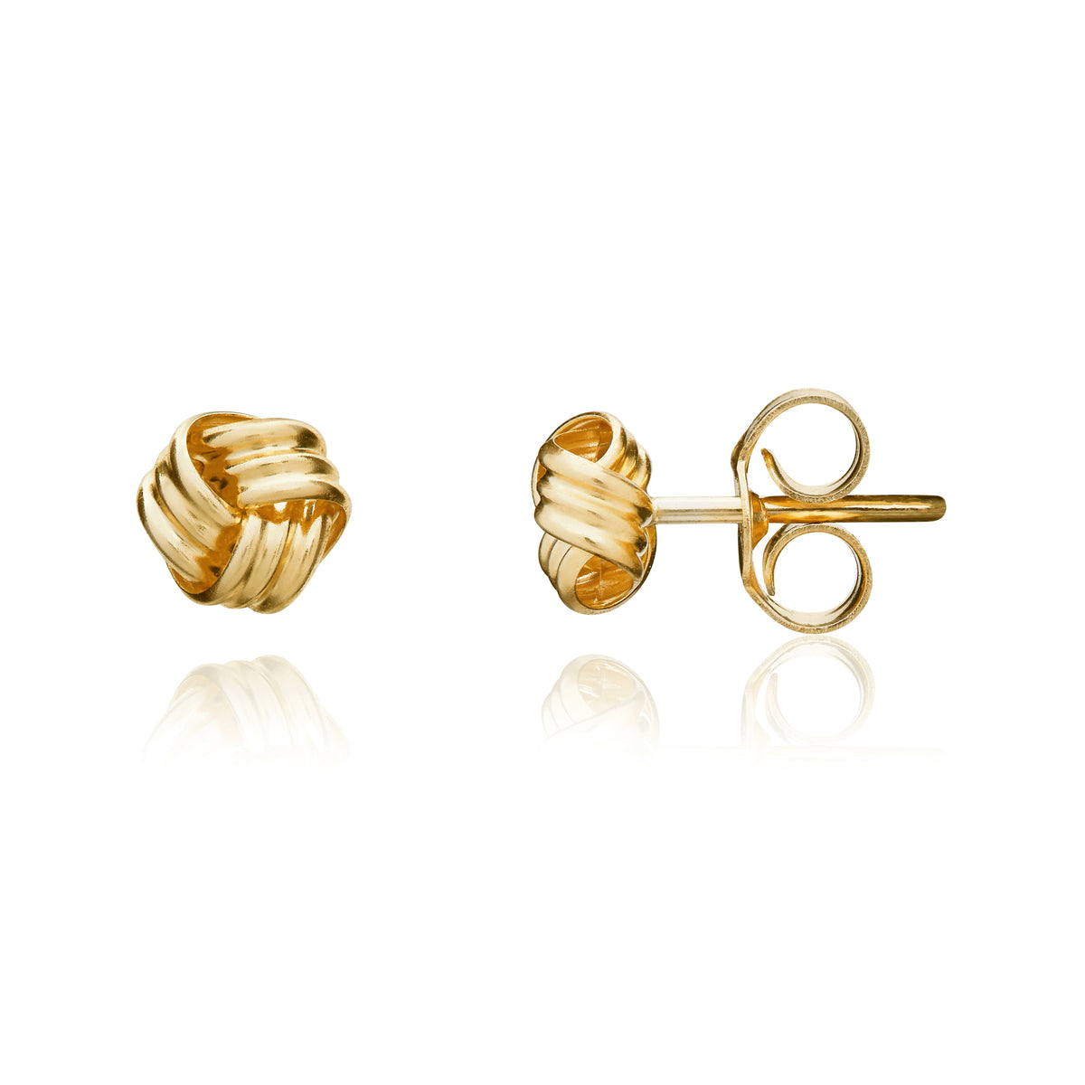 9CT YELLOW GOLD SMALL RIBBED KNOT STUD EARRINGS