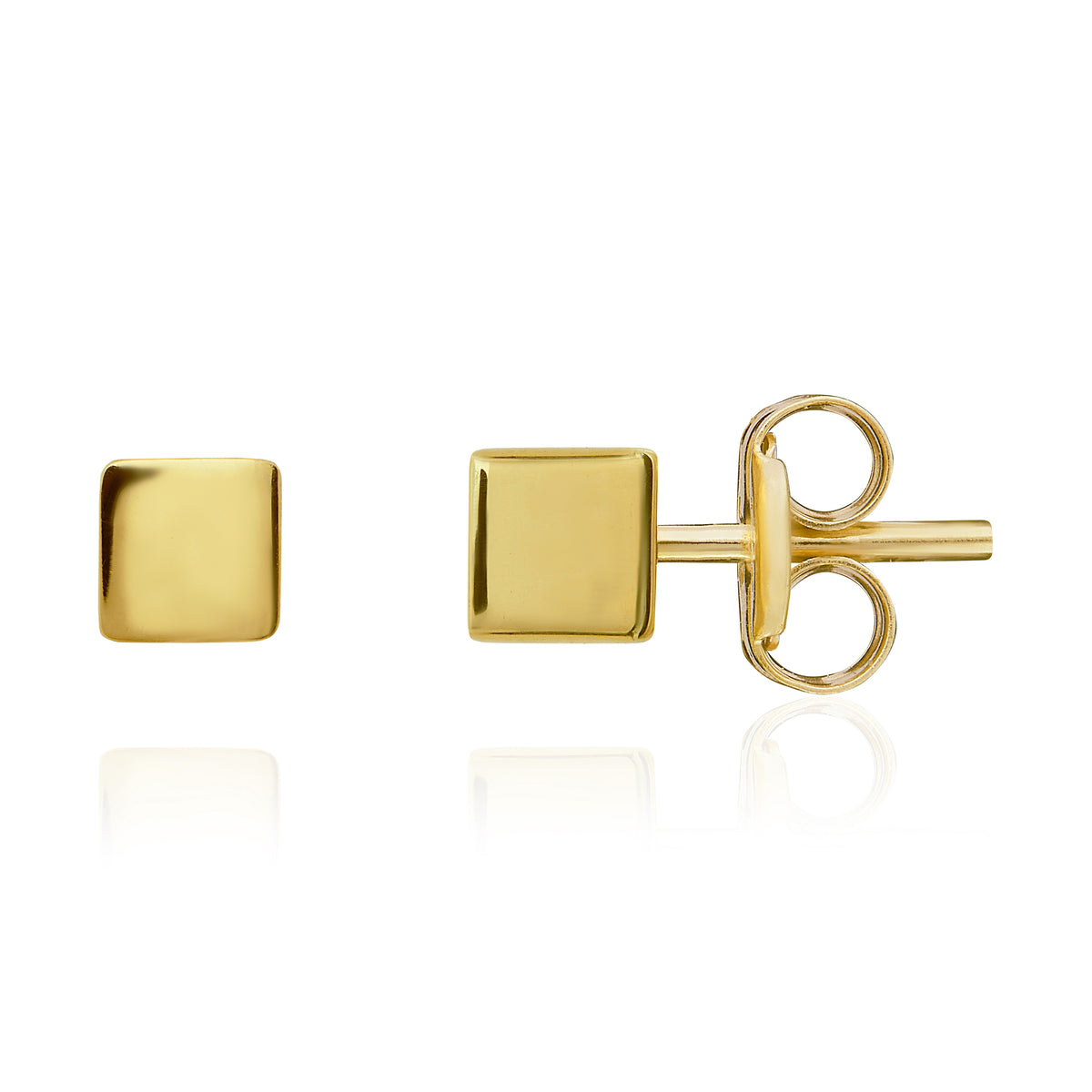 9CT YELLOW GOLD 4MM POLISHED CUBE STUD EARRINGS