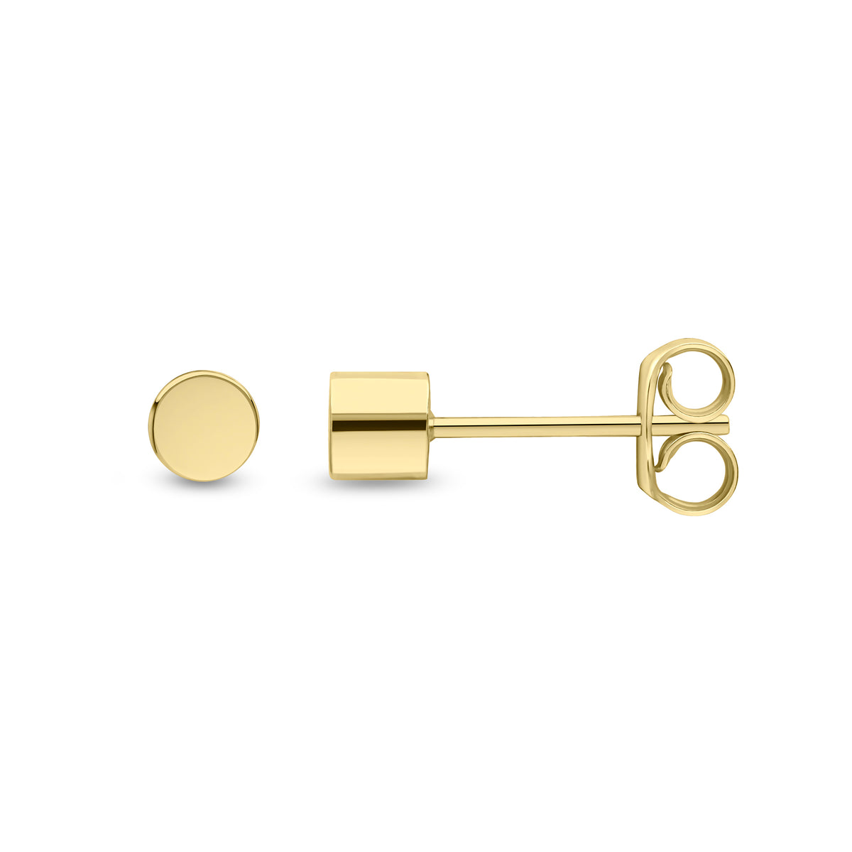 9CT YG POLISHED 4MM CYLINDER SHAPE STUD EARRINGS